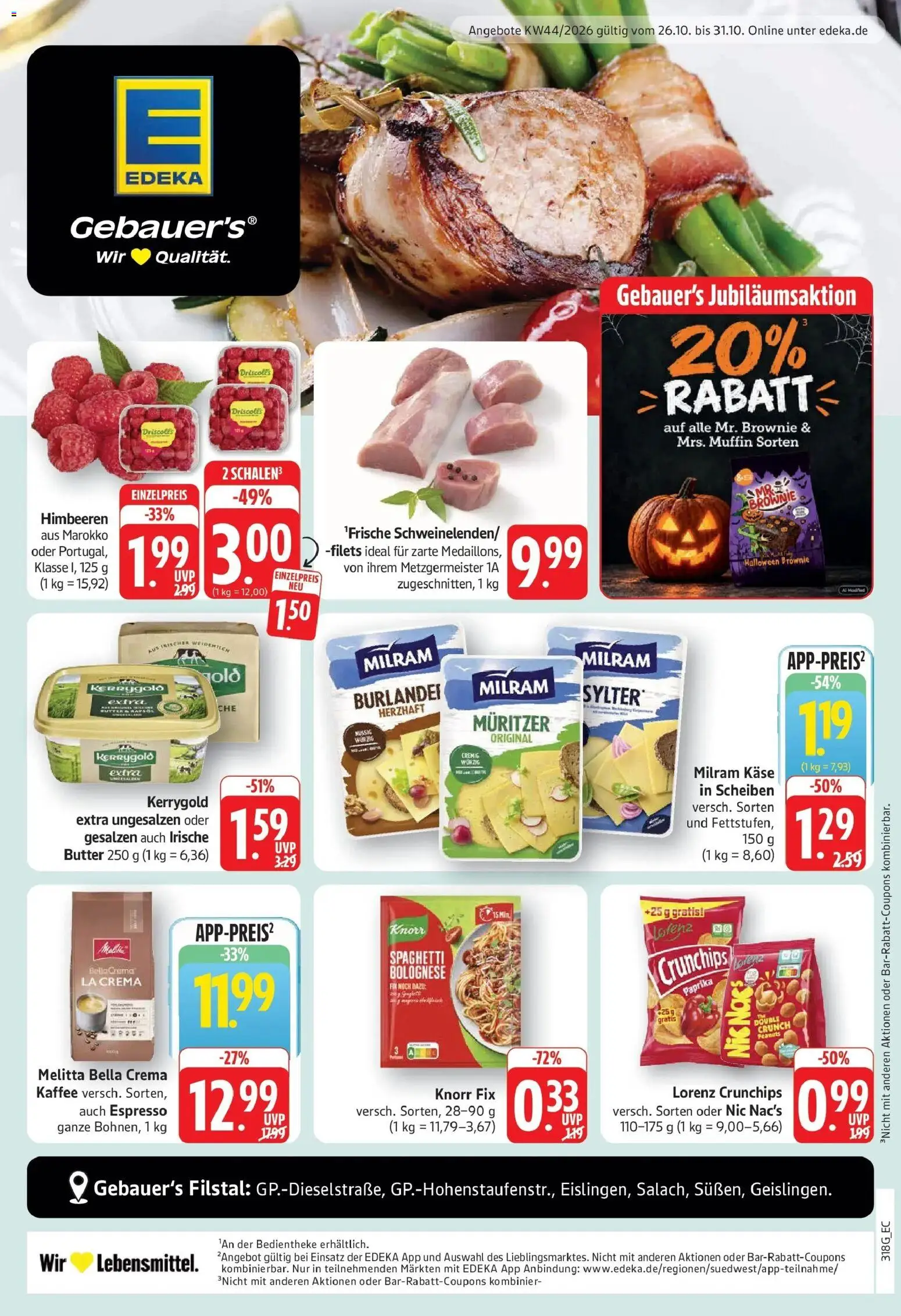 Edeka Prospekt Göppingen (ab 26.10.2026) » Angebote Online | Seite: 1 | Produkte: Spaghetti, Knorr, Paprika, Milram