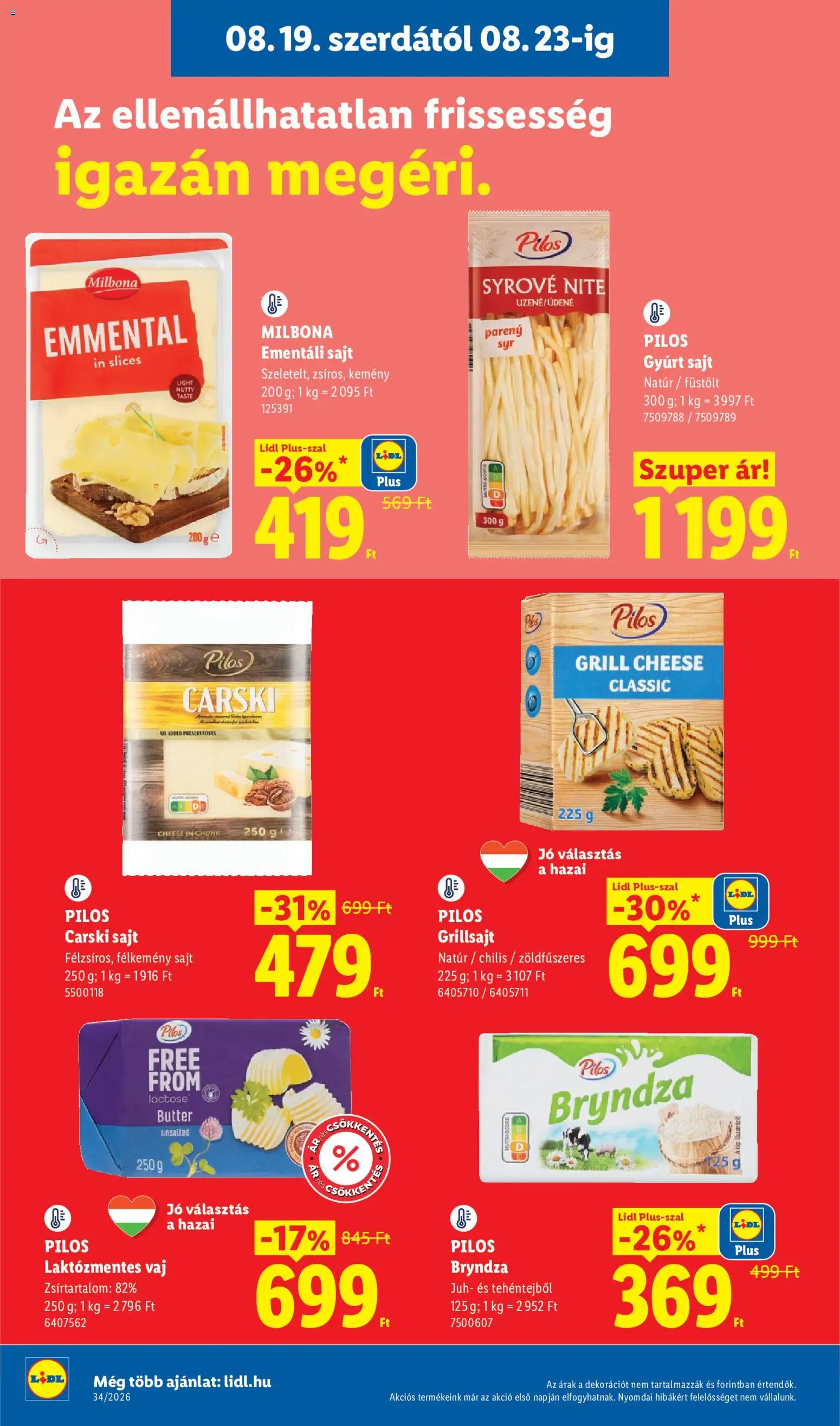 Lidl akciós ujság - amely érvényes a következő dátumtól: 2026.08.19. | Oldal: 8 | Termékek: Grill, Grillsajt, Laktózmentes, Free From