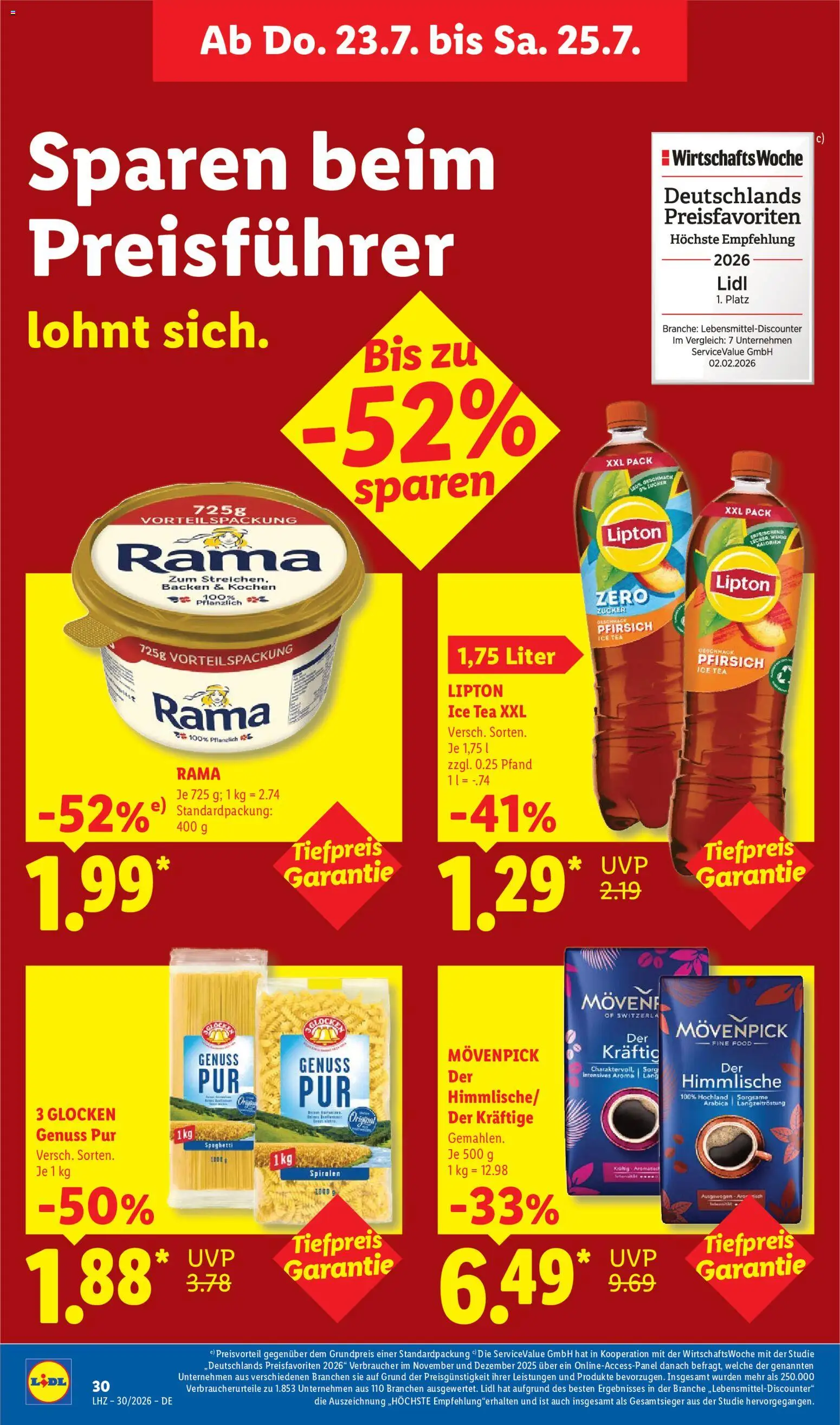 Lidl Prospekt – gültig ab 20.07.2026 | Seite: 64 | Produkte: Rama, Spaghetti, Pfirsich, Pasta