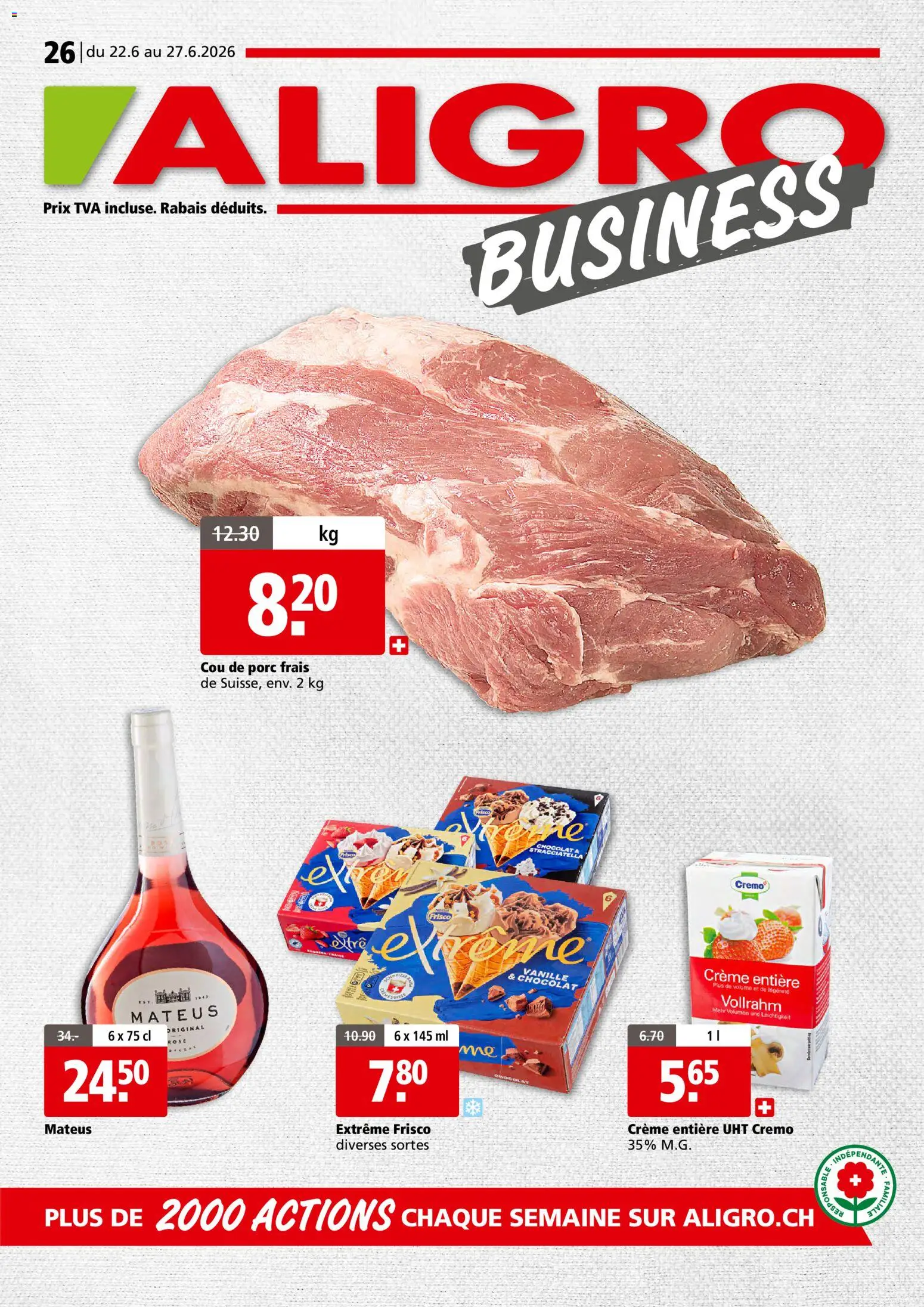 Aligro aktionen Business Chavannes, Matran, Genève, Sion – gültig ab 22.06.2026 | Seite: 1