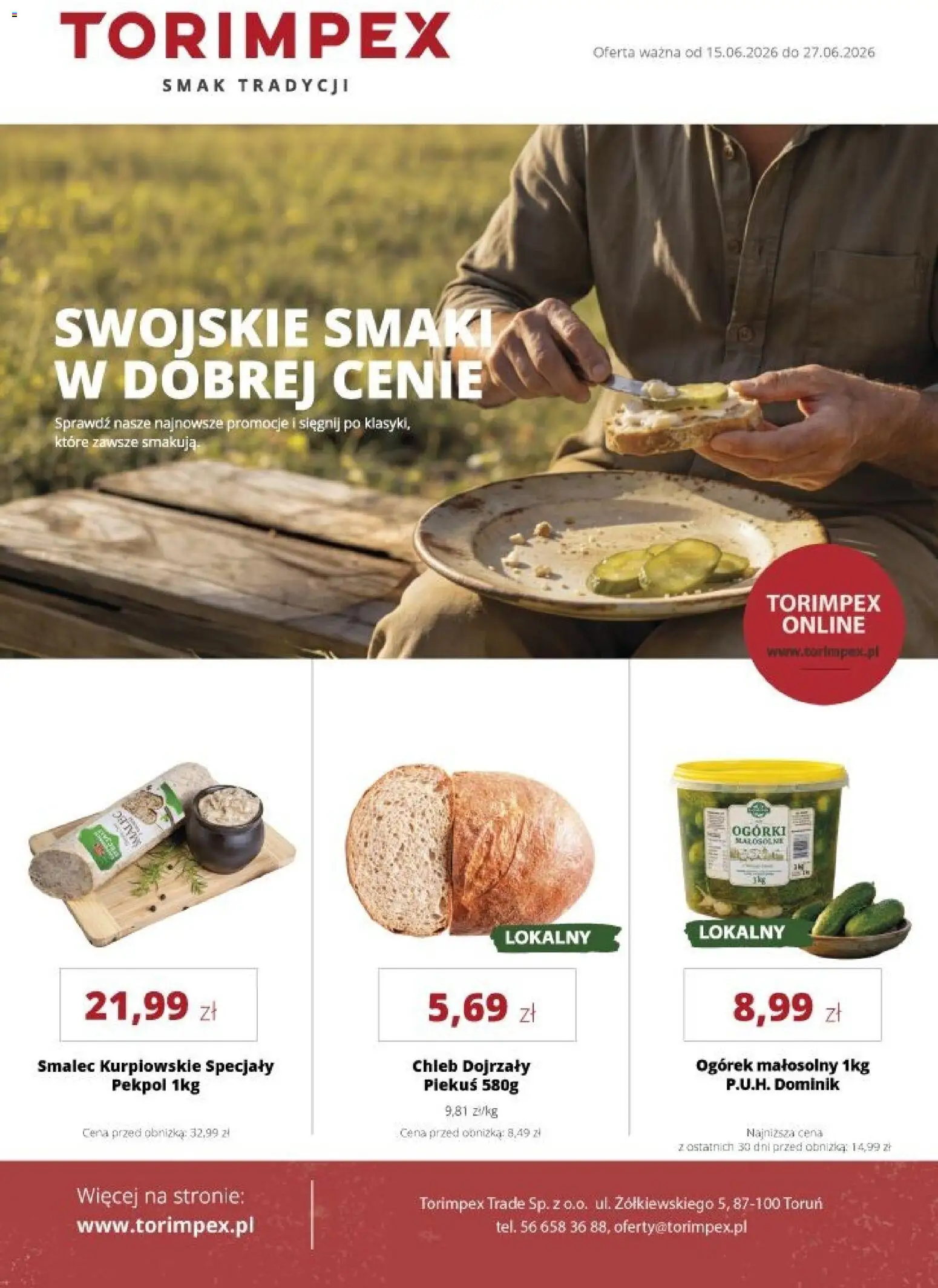 Torimpex gazetka od 15.06.2026 | Strona: 1 | Produkty: Chleb, Ogórki
