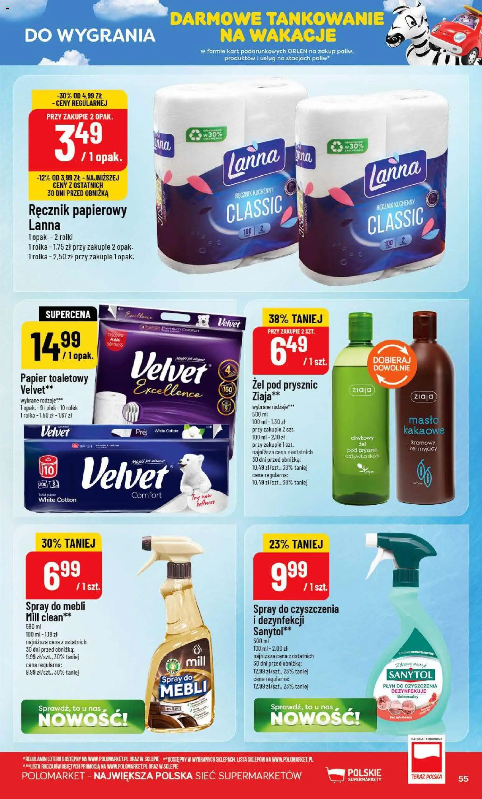 POLOmarket gazetka od 15.07.2026 | Strona: 55 | Produkty: Papier toaletowy, Prysznic, Masło, Ręcznik papierowy