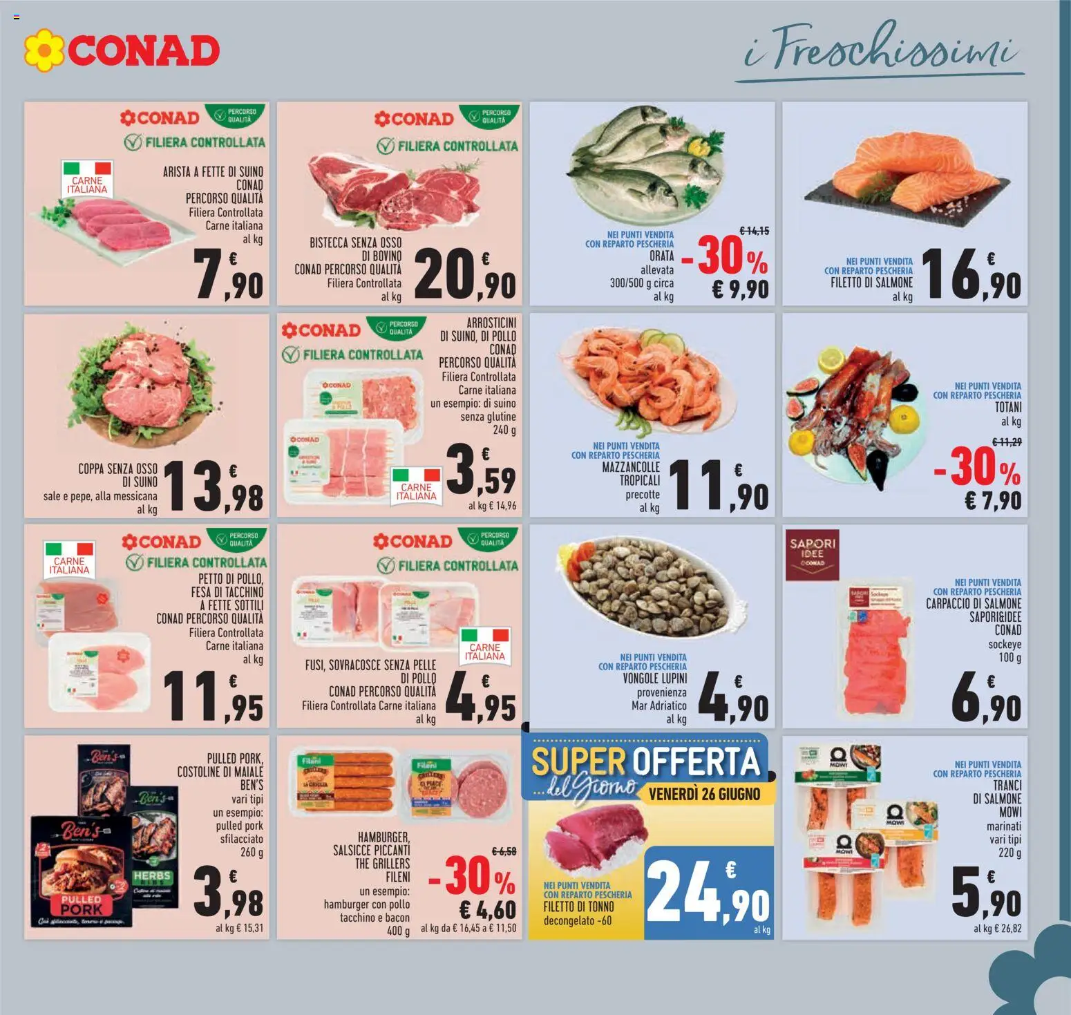 Volantino Conad del 17.06.2026 | Pagina: 5 | Prodotti: Vongole, Mazzancolle, Tacchino, Hamburger