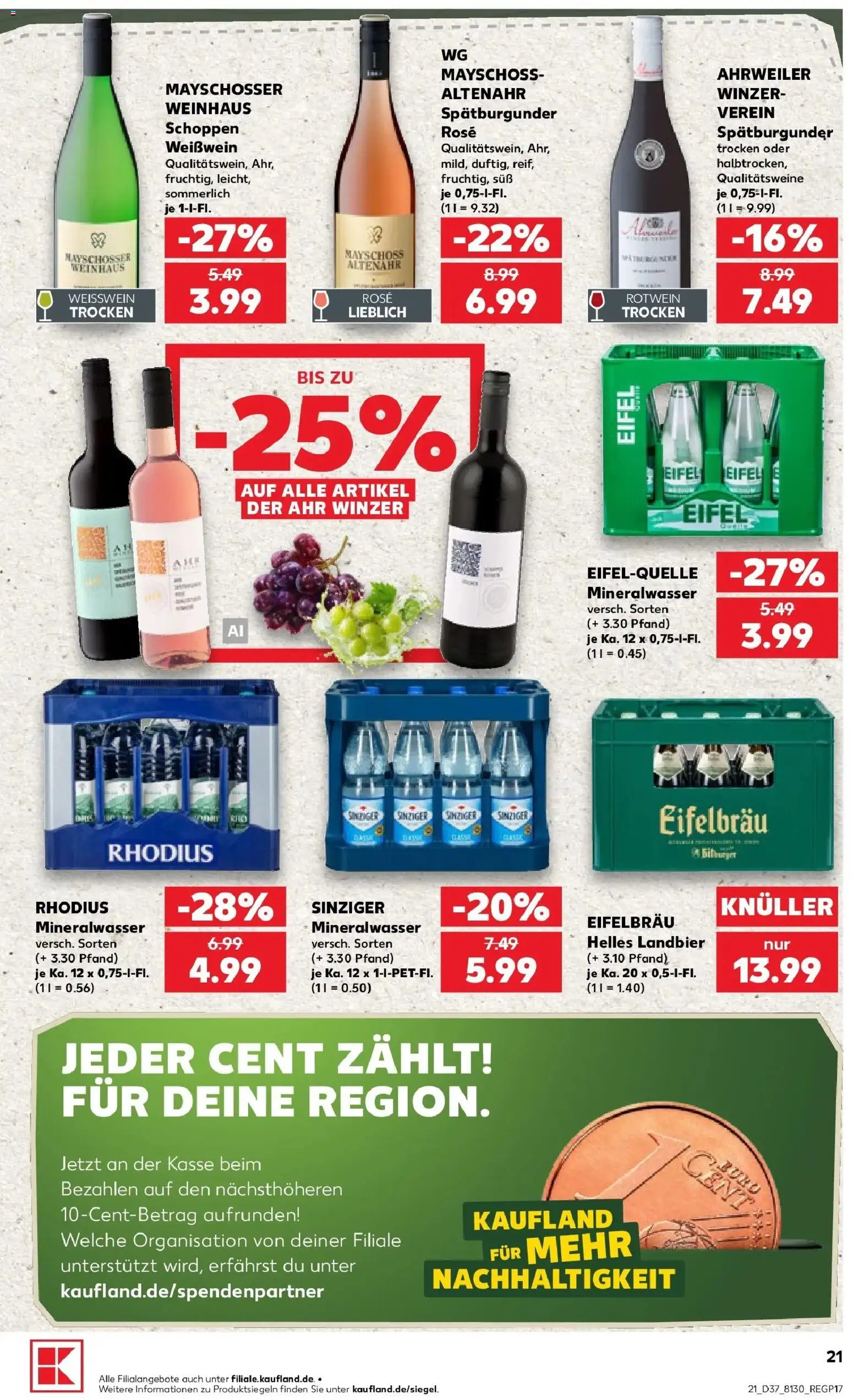 Prospekt Kaufland ab 10.09.2026 » Angebote Online zum Blättern | Seite: 21 | Produkte: Weißwein, Rotwein, Mineralwasser