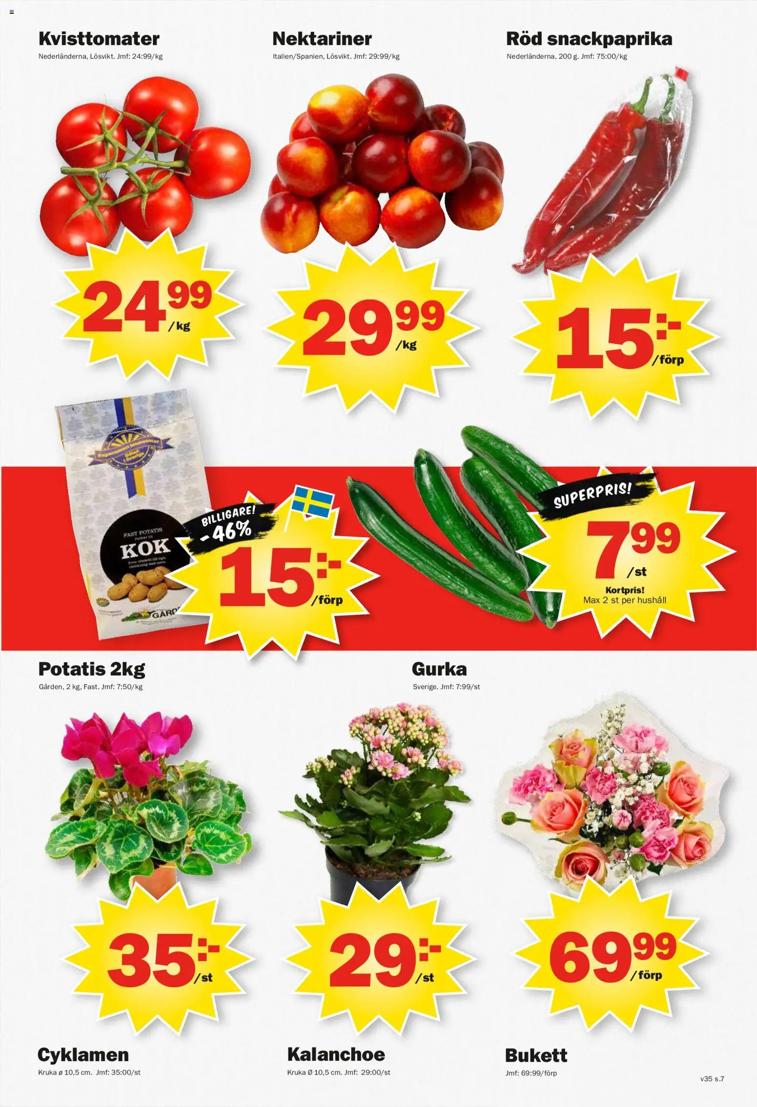 Pekås reklamblad aktuell från 24/08/2026 | Sida: 7 | Produkter: Kruka, Nektariner, Potatis, Gurka