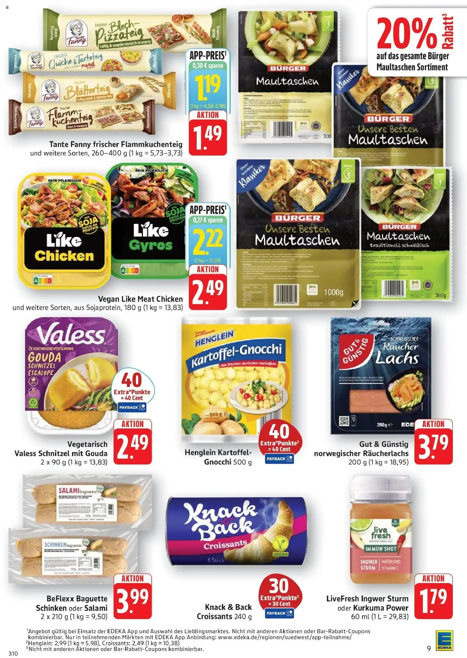 Edeka Prospekt Eislingen (ab 12.10.2026) » Angebote Online | Seite: 9 | Produkte: Baguette, Gyros, Like meat, Maultaschen