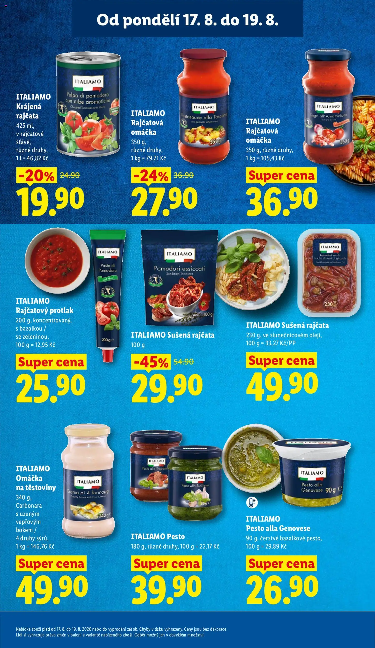 Lidl leták od 17.08.2026 | Strana: 21 | Produkty: Rajčatový protlak, Těstoviny, Protlak, Sušená rajčata