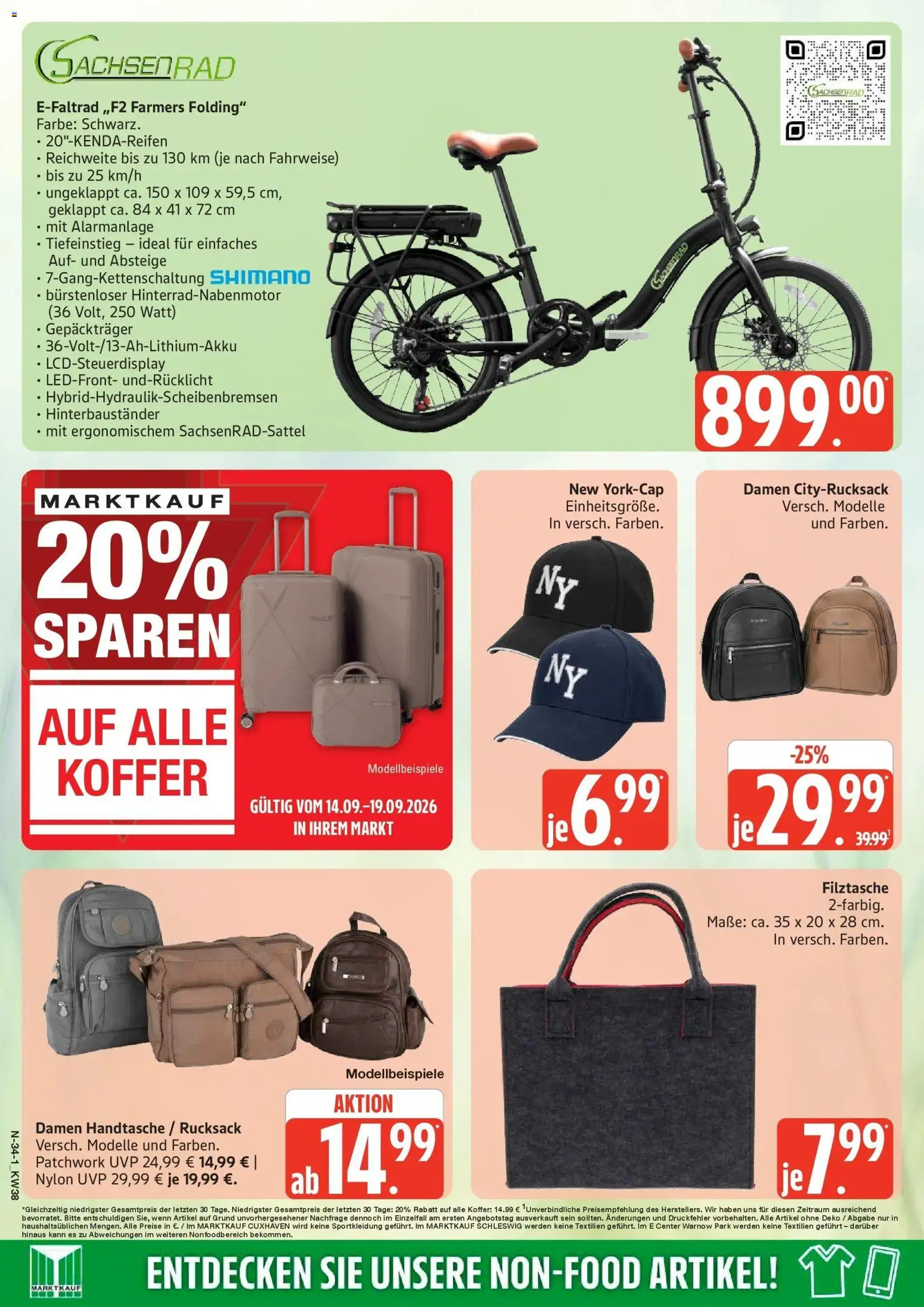 Marktkauf Prospekt Neuenkirchen (ab 14.09.2026) » Angebote online | Seite: 34 | Produkte: Handtasche, Rucksack, Koffer