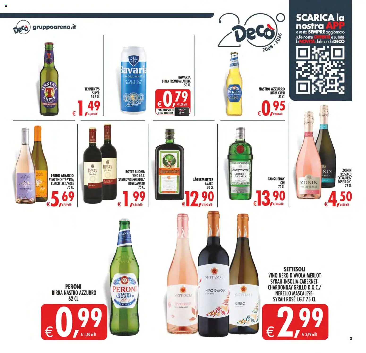 Volantino Decò del 29.05.2026 | Pagina: 3 | Prodotti: Tennent's, Birra, Gin, Vino
