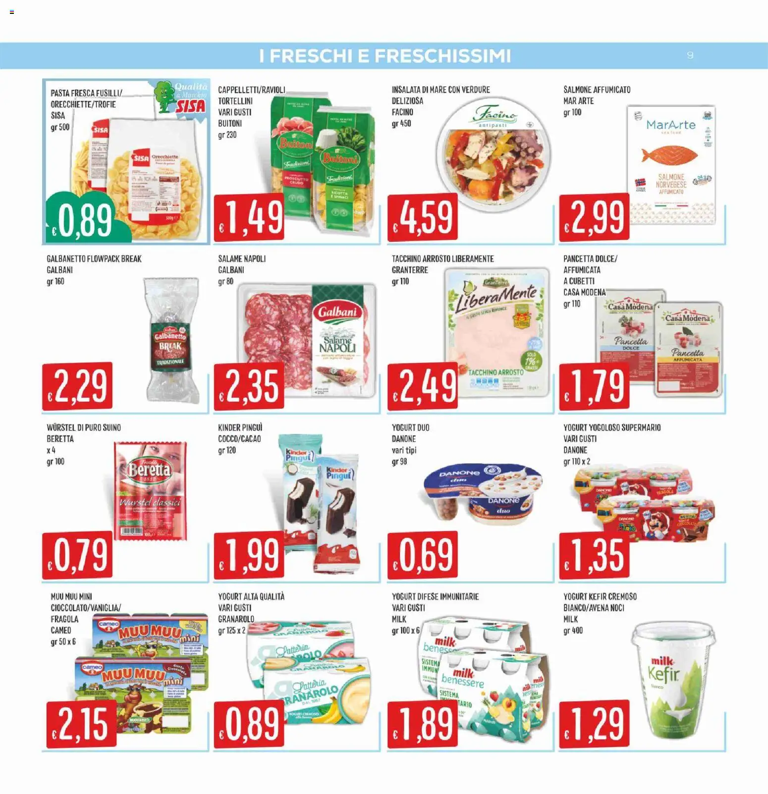 Volantino SISA del 28.05.2026 | Pagina: 9 | Prodotti: Arrosto, Yogurt, Pasta, Orecchiette