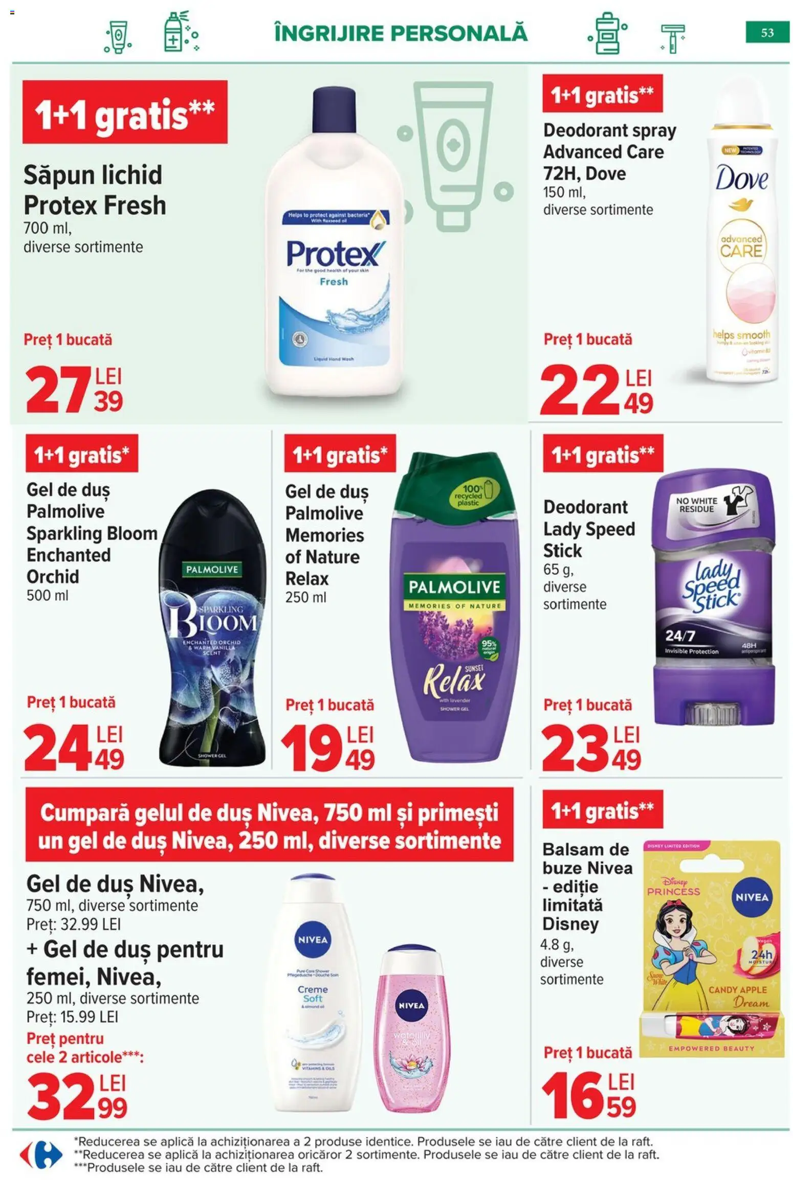 Noul catalog Carrefour – valabil de la 06.05.2026 | Pagină: 56 | Produse: Săpun, Gel de duș, Deodorant, Săpun lichid