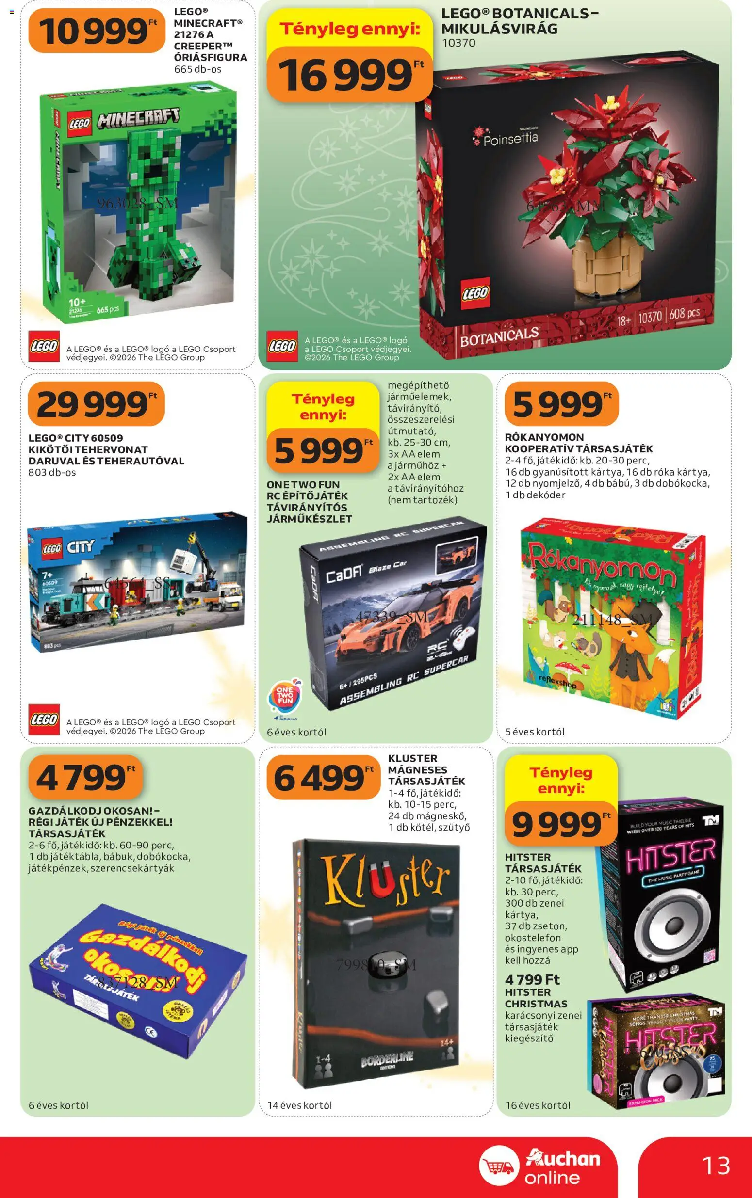 Auchan akciós ujság - amely érvényes a következő dátumtól: 2026.10.22. | Oldal: 13 | Termékek: Okostelefon, Játék, LEGO, Minecraft
