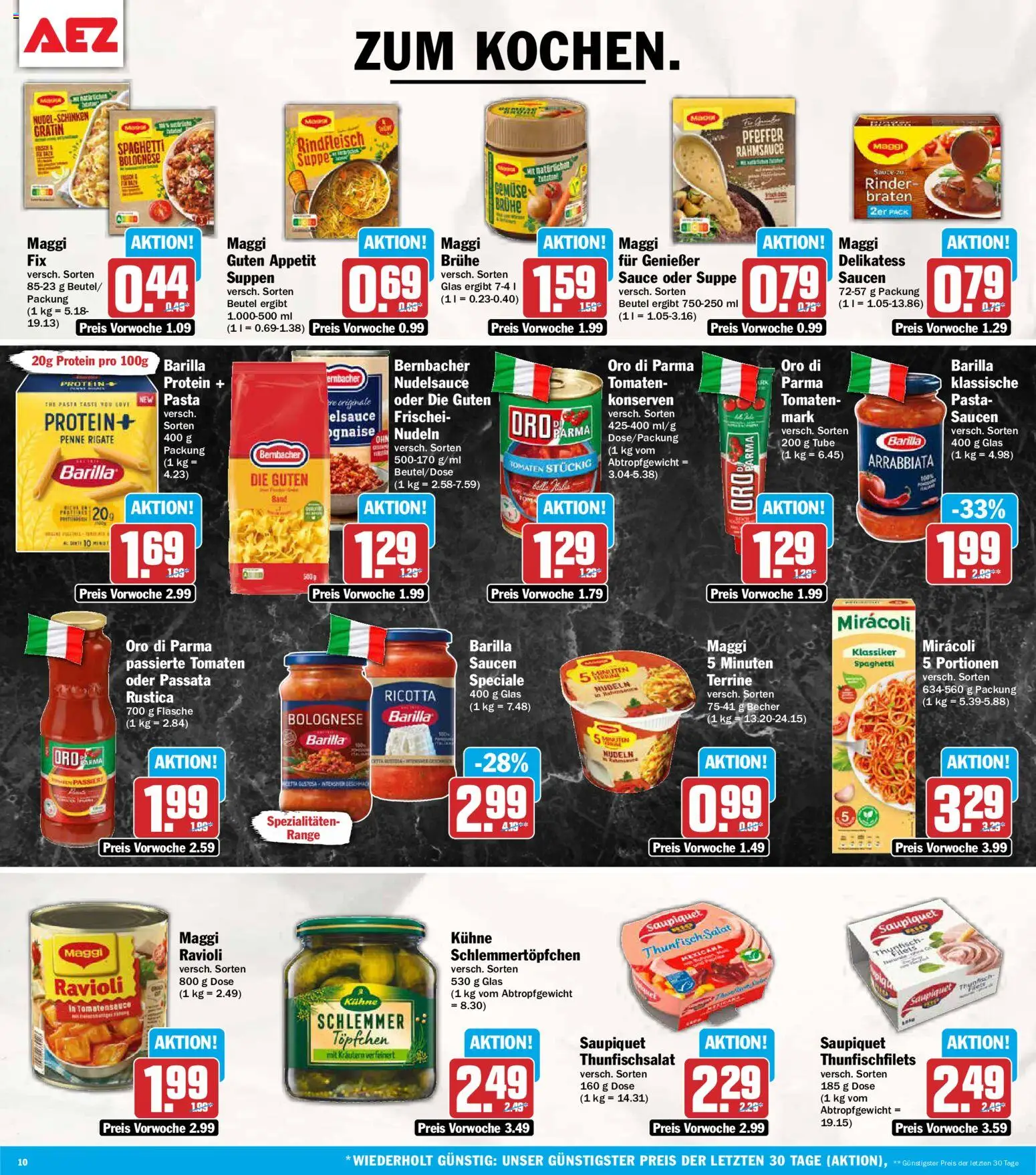 AEZ Prospekt – gültig ab 24.08.2026 | Seite: 10 | Produkte: Thunfisch, Tomaten, Oro di parma, Salat
