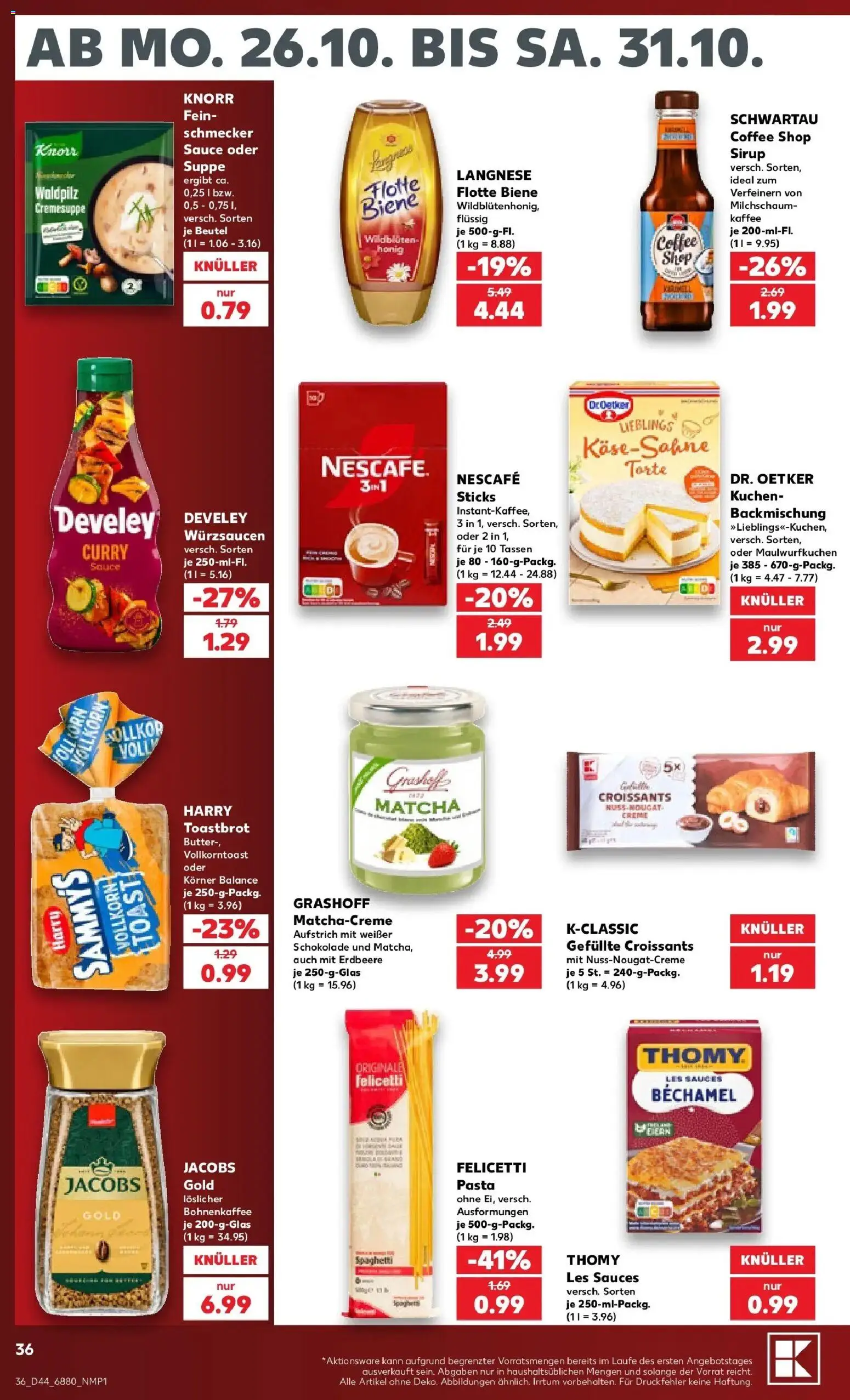 Kaufland Prospekt Dillingen – gültig ab 26.10.2026 | Seite: 40 | Produkte: Schokolade, Spaghetti, Sirup, Kuchen