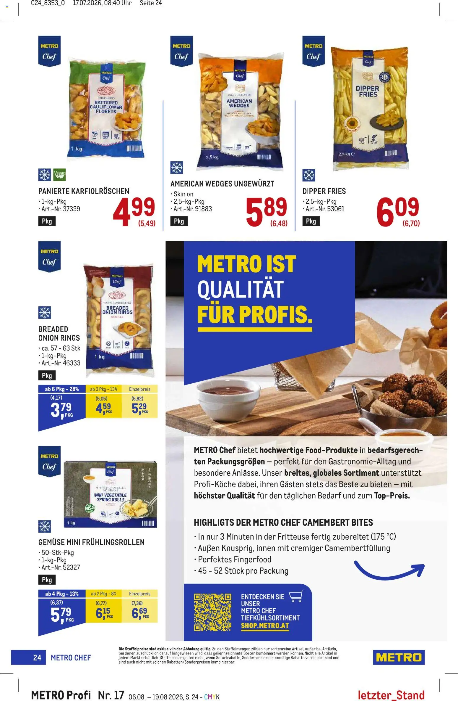 Metro angebote Profi gültig ab 06.08.2026 | Seite: 24 | Produkte: Gemüse, Uhr