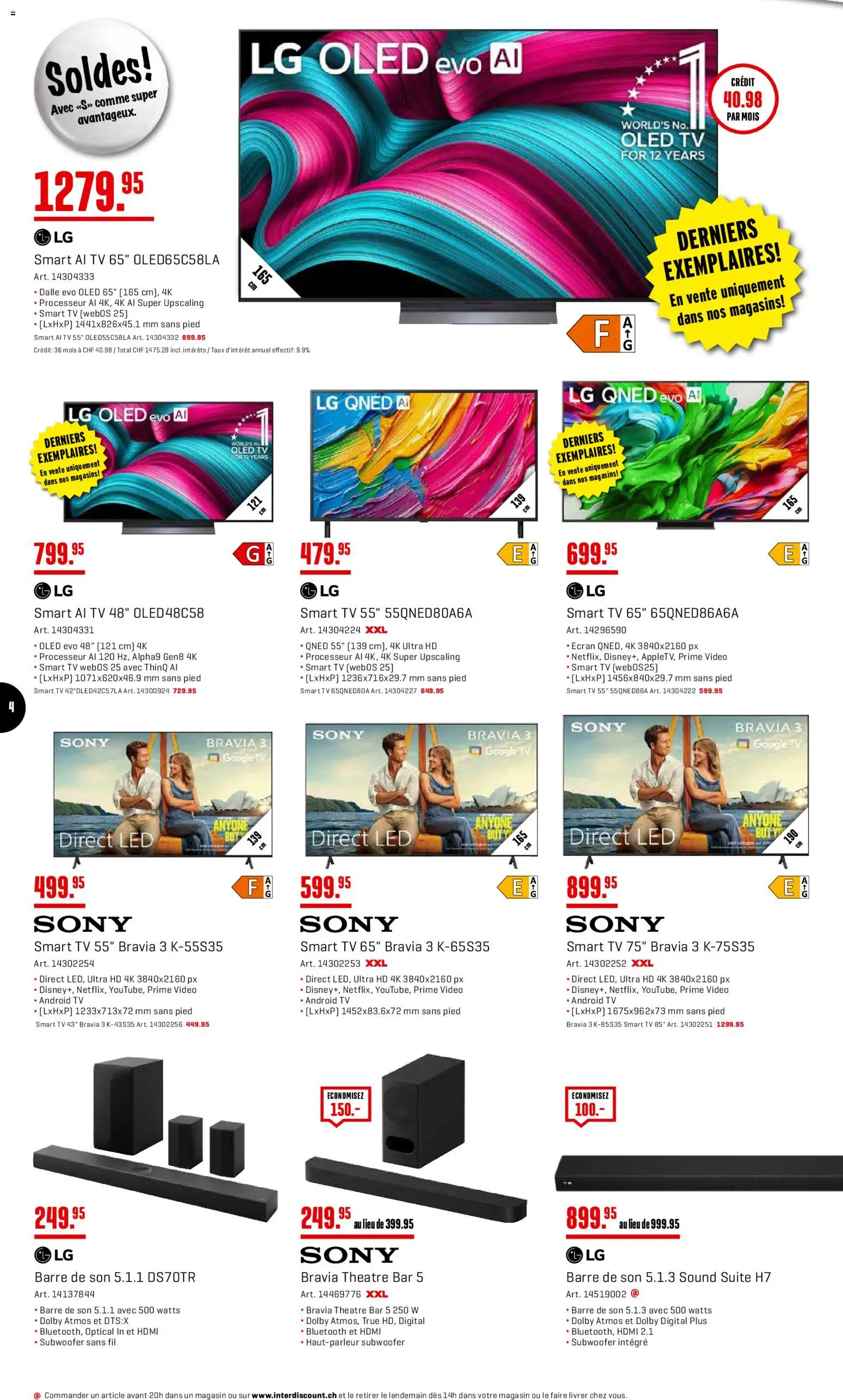 Interdiscount aktionen FR – gültig ab 21.09.2026 | Seite: 4 | Produkte: TV, Video, LG, Sony