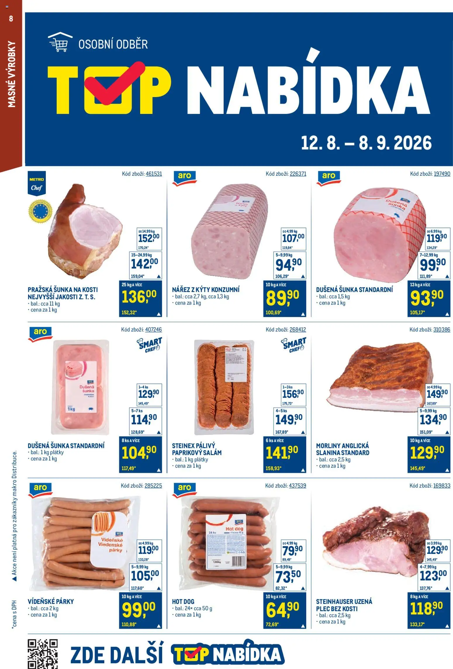 Makro leták - Gastronomie od 26.08.2026 | Strana: 8 | Produkty: Plec bez kosti, Párky, Pražská šunka, Slanina