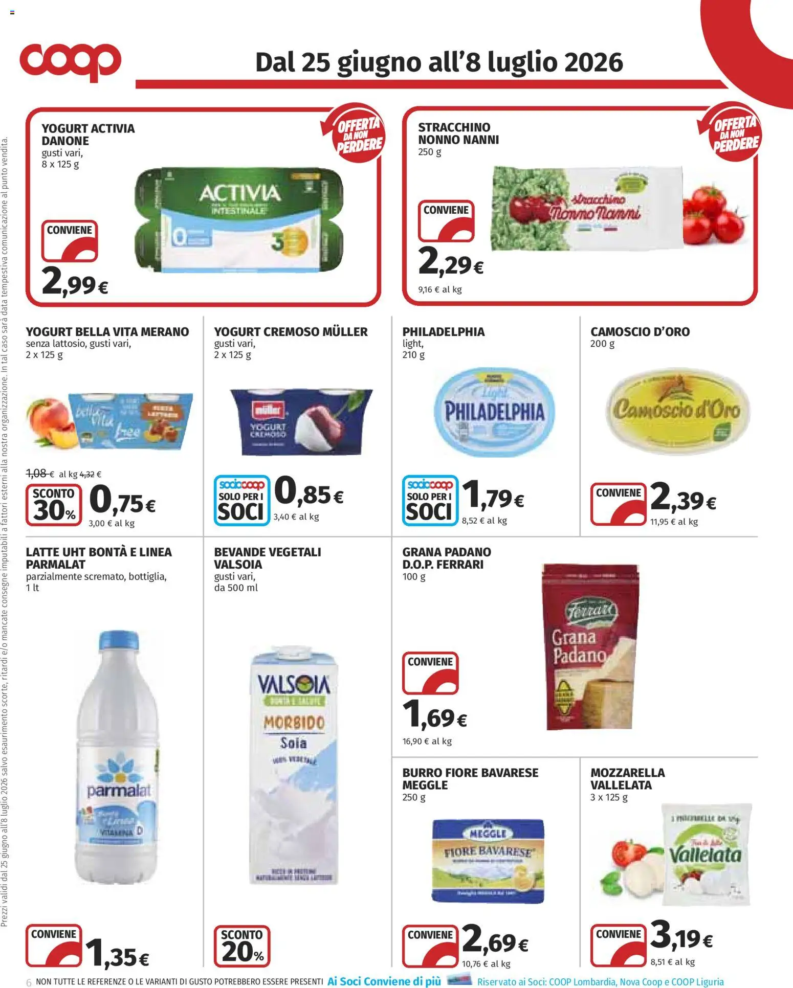 Volantino COOP del 25/06/2026 | Pagina: 6 | Prodotti: Yogurt, Latte, Burro, Data