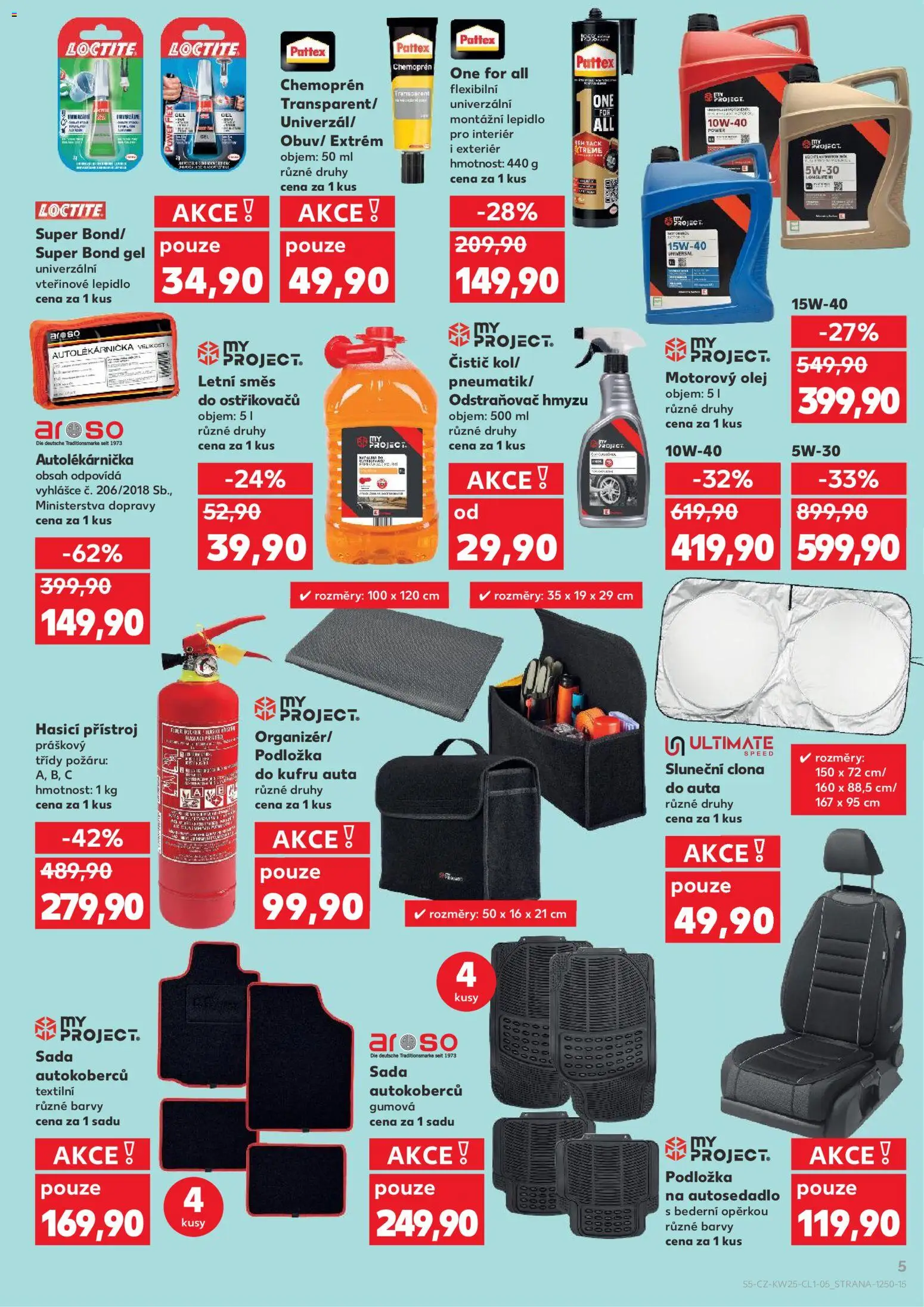 Kaufland leták - Kolín od 17.06.2026 | Strana: 5 | Produkty: Organizér, Olej, Motorový olej, Autolékárnička