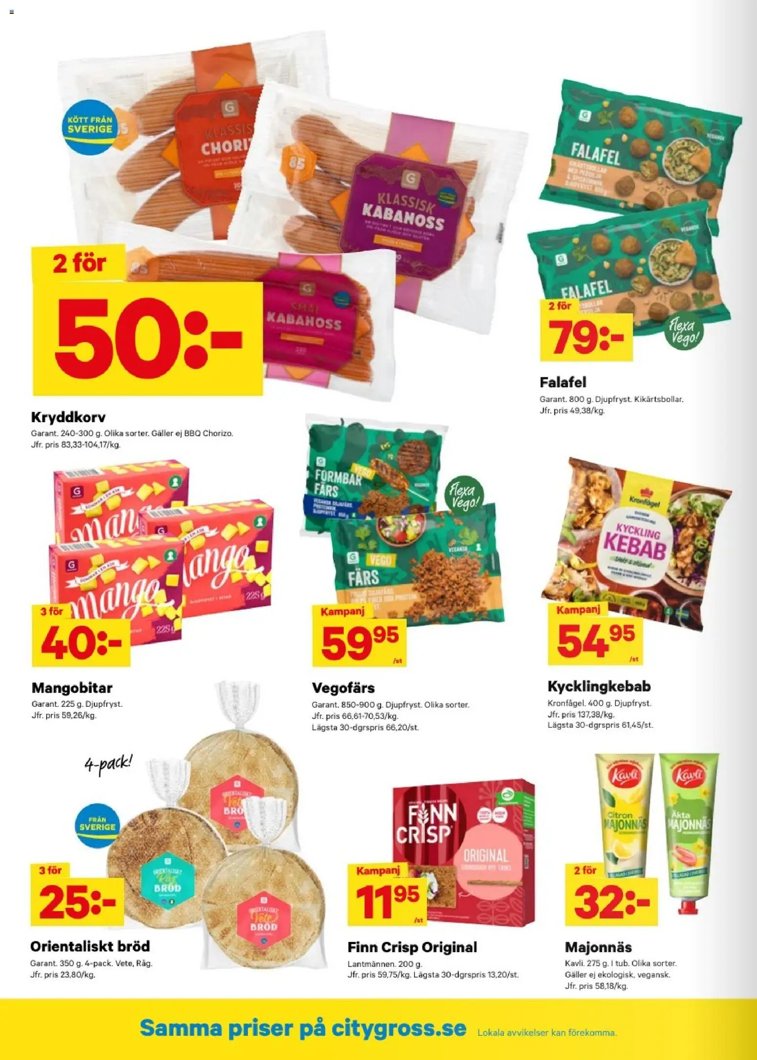 City Gross reklamblad aktuell från 03/08/2026 | Sida: 8 | Produkter: Majonnäs, Falafel, Kyckling, Citron