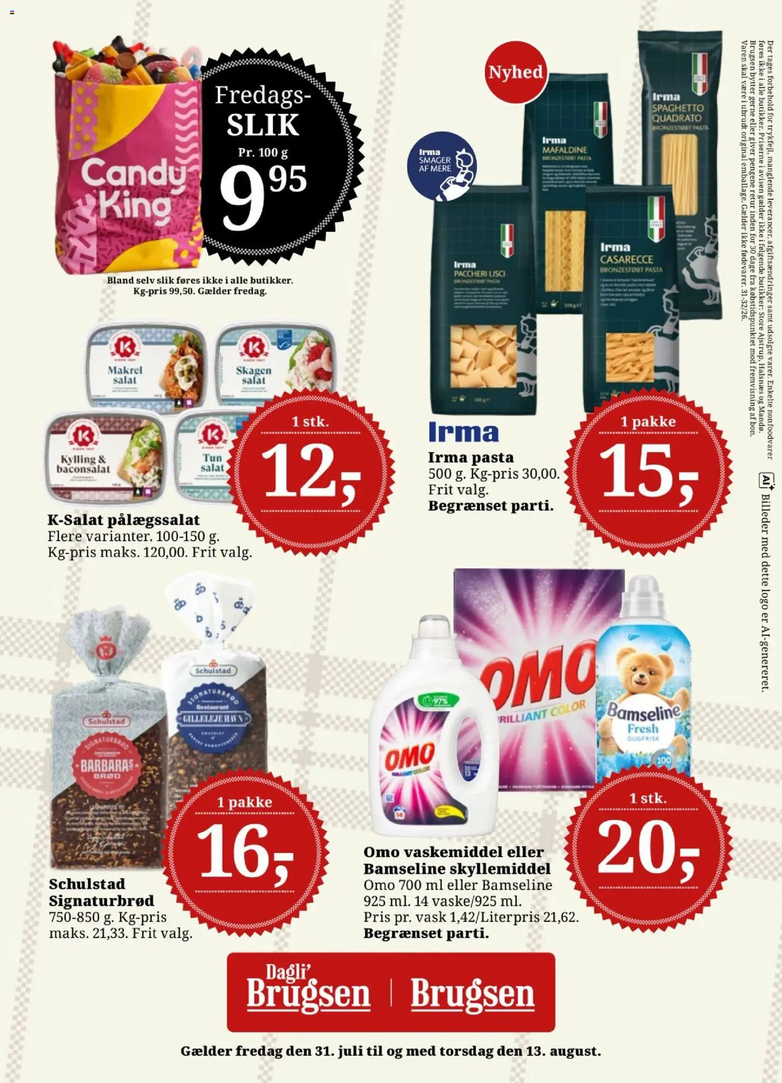 Dagli'Brugsen tilbudsavis – gyldig fra 31/07/2026 | Side: 18 | Produkter: Brød, Slik, Pasta, Salat