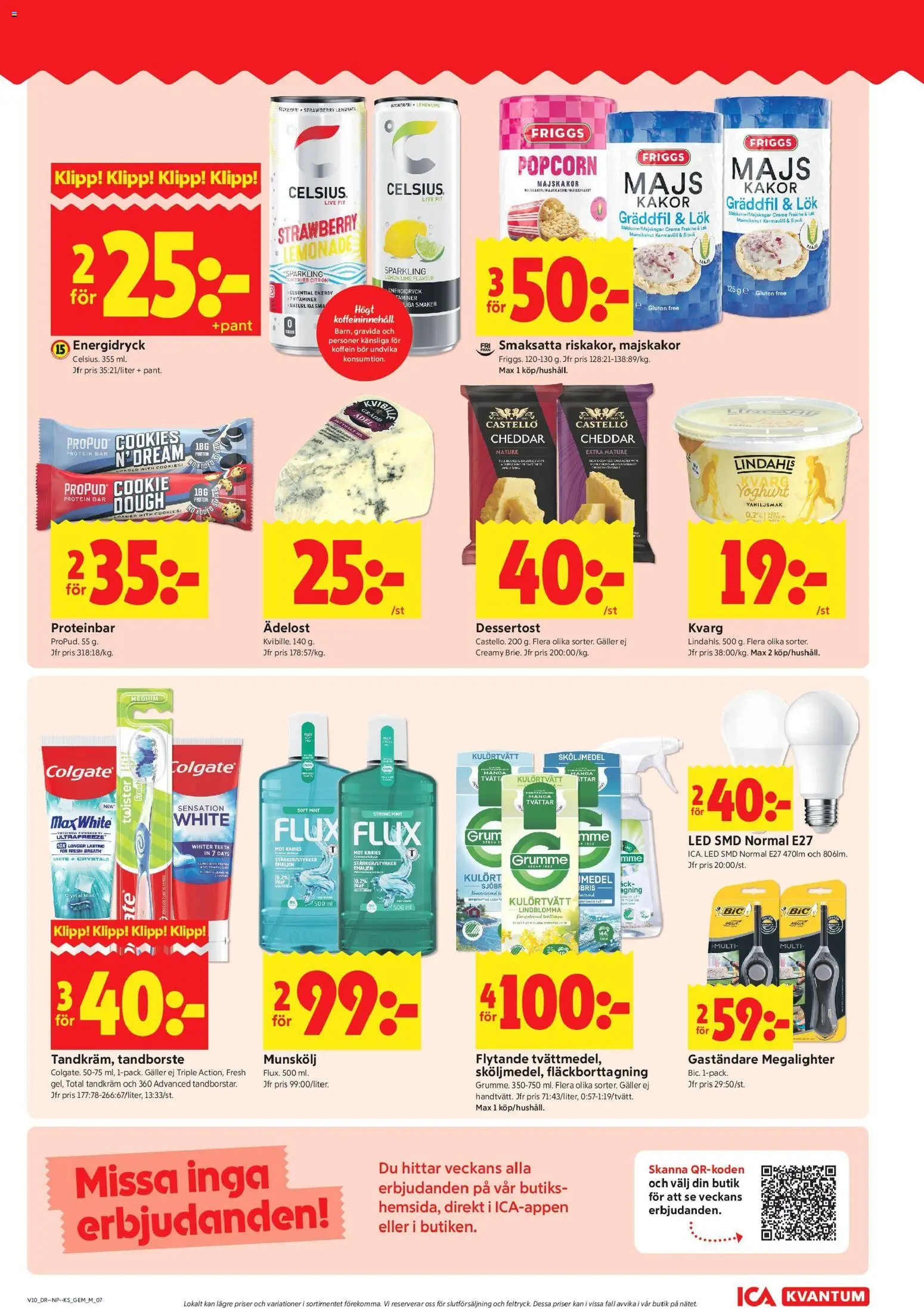 ICA Kvantum reklamblad aktuell från 02/03/2026 | Sida: 7 | Produkter: Munskölj, Sköljmedel, Energidryck, Protein