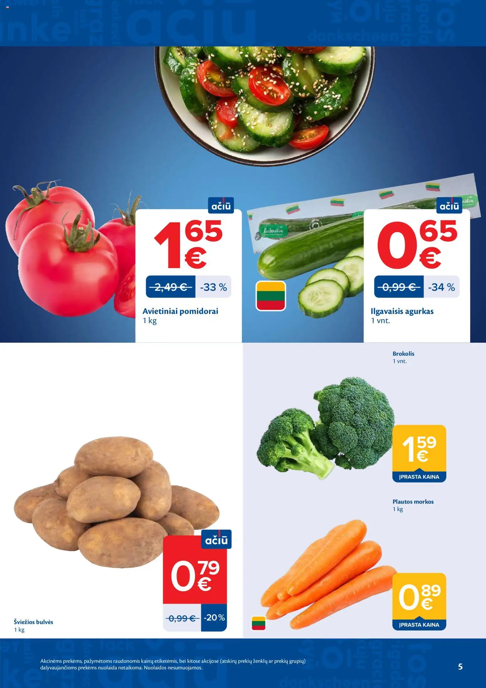 MAXIMA akcijos nuo 09.06.2026 | Puslapis: 5 | Prekių: Brokolis, Bulvės, Pomidorai, Morkos