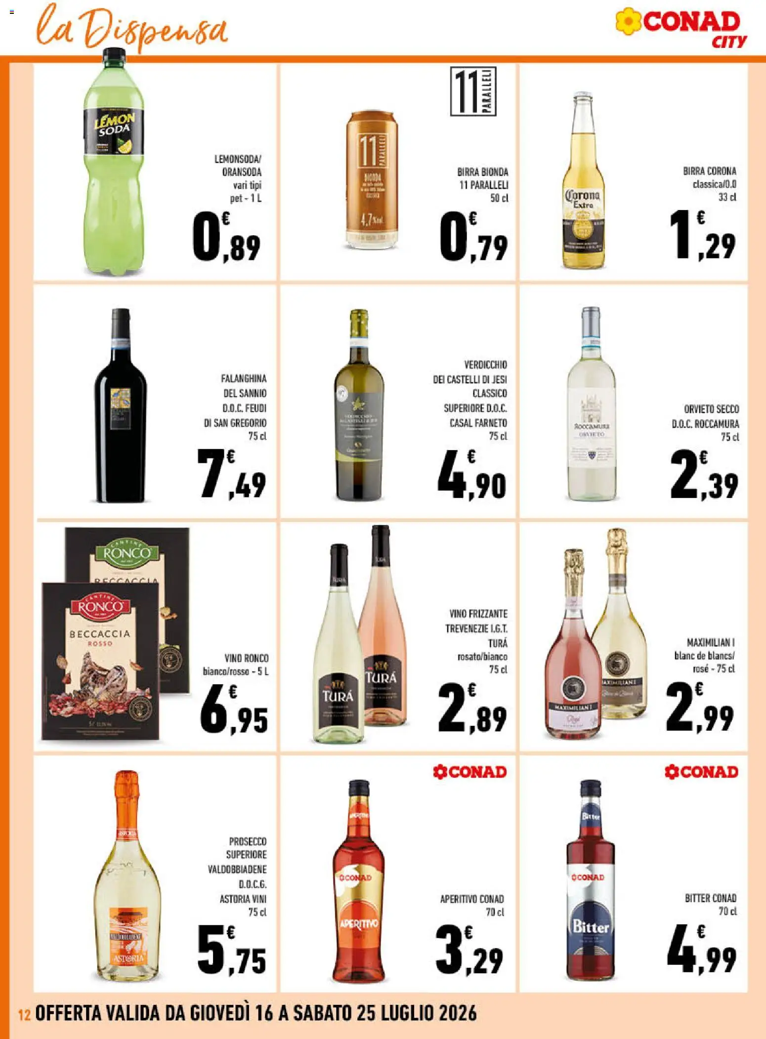 Volantino Conad del 16/07/2026 | Pagina: 12 | Prodotti: Birra, Prosecco, Vino, Aperitivo