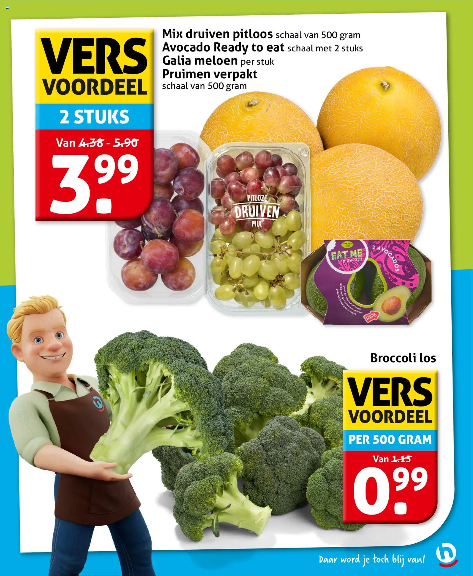 {H1} | Pagina: 9 | Producten: Meloen, Avocado, Broccoli, Pruimen