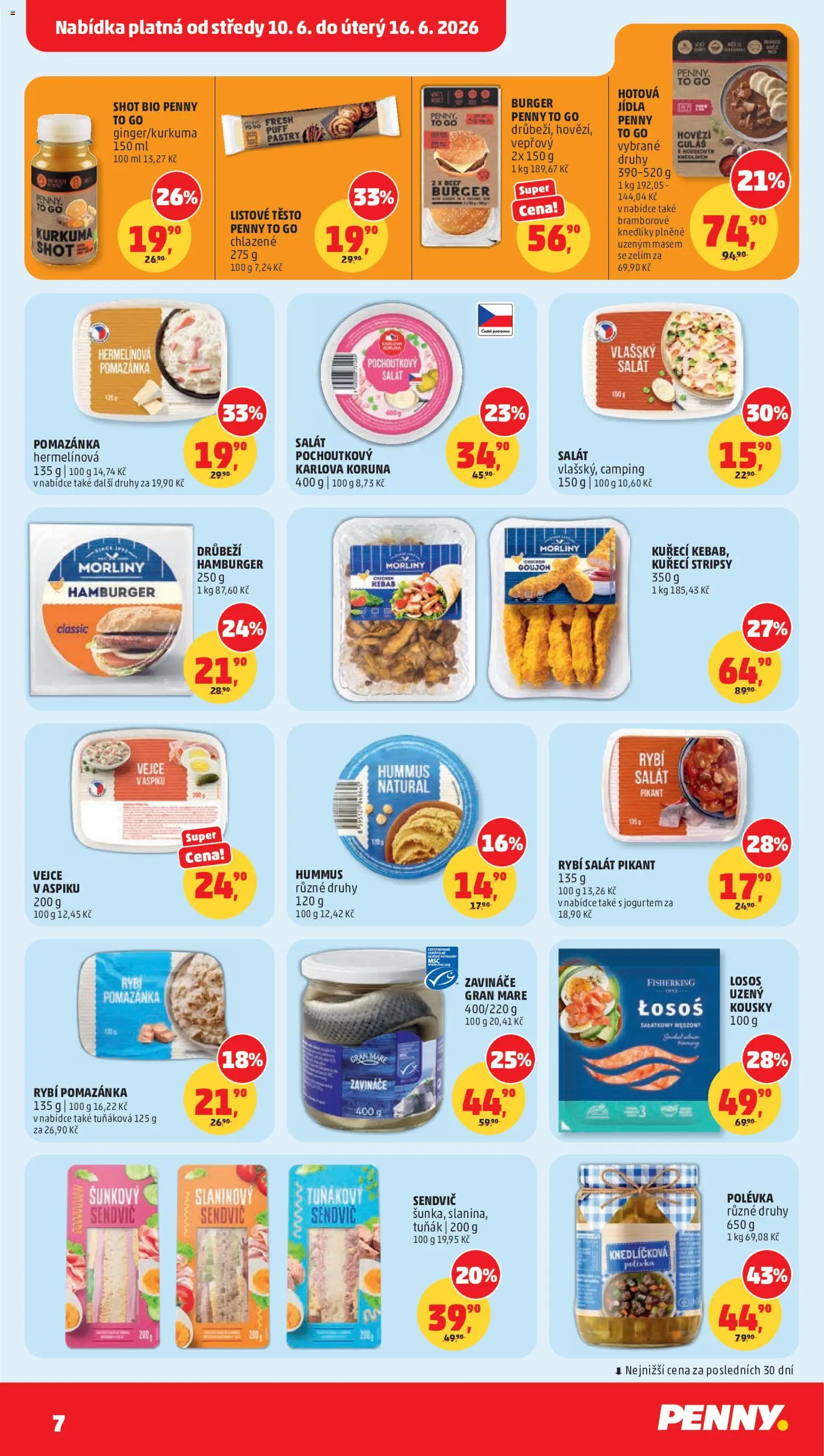 Penny Market leták od 10.06.2026 | Strana: 7 | Produkty: Hamburger, Rybí salát, Listové těsto, Pomazánka