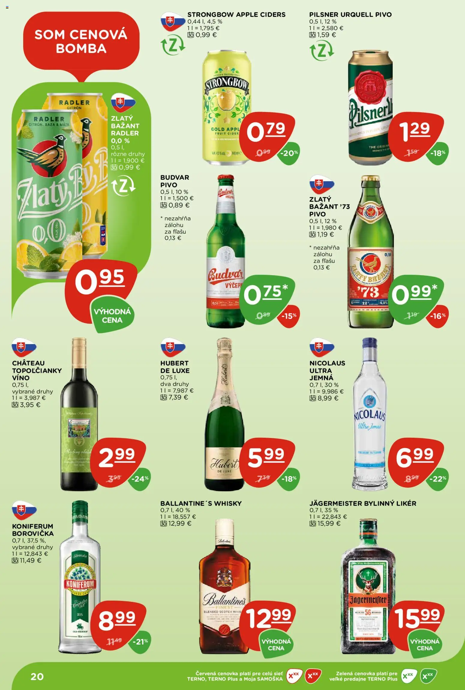 Nové Terno akcie – leták je platný od 27.08.2026 | Strana: 20 | Produkty: Radler, Apple, Budvar, Strongbow