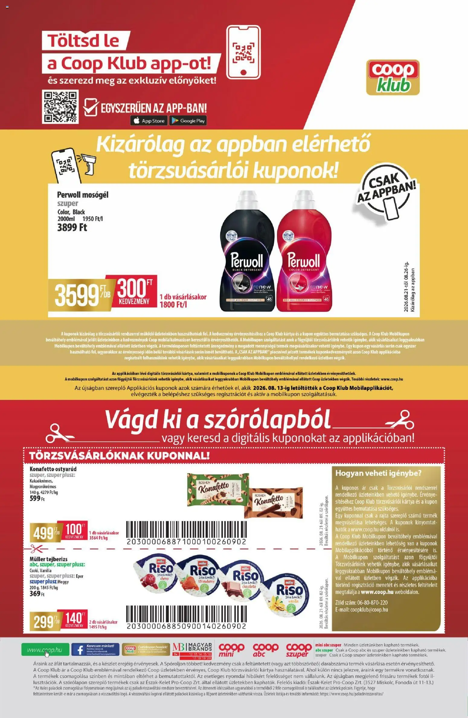 COOP akciós ujság - amely érvényes a következő dátumtól: 2026.08.21. | Oldal: 12 | Termékek: Lé, Müller, Eper, Roshen