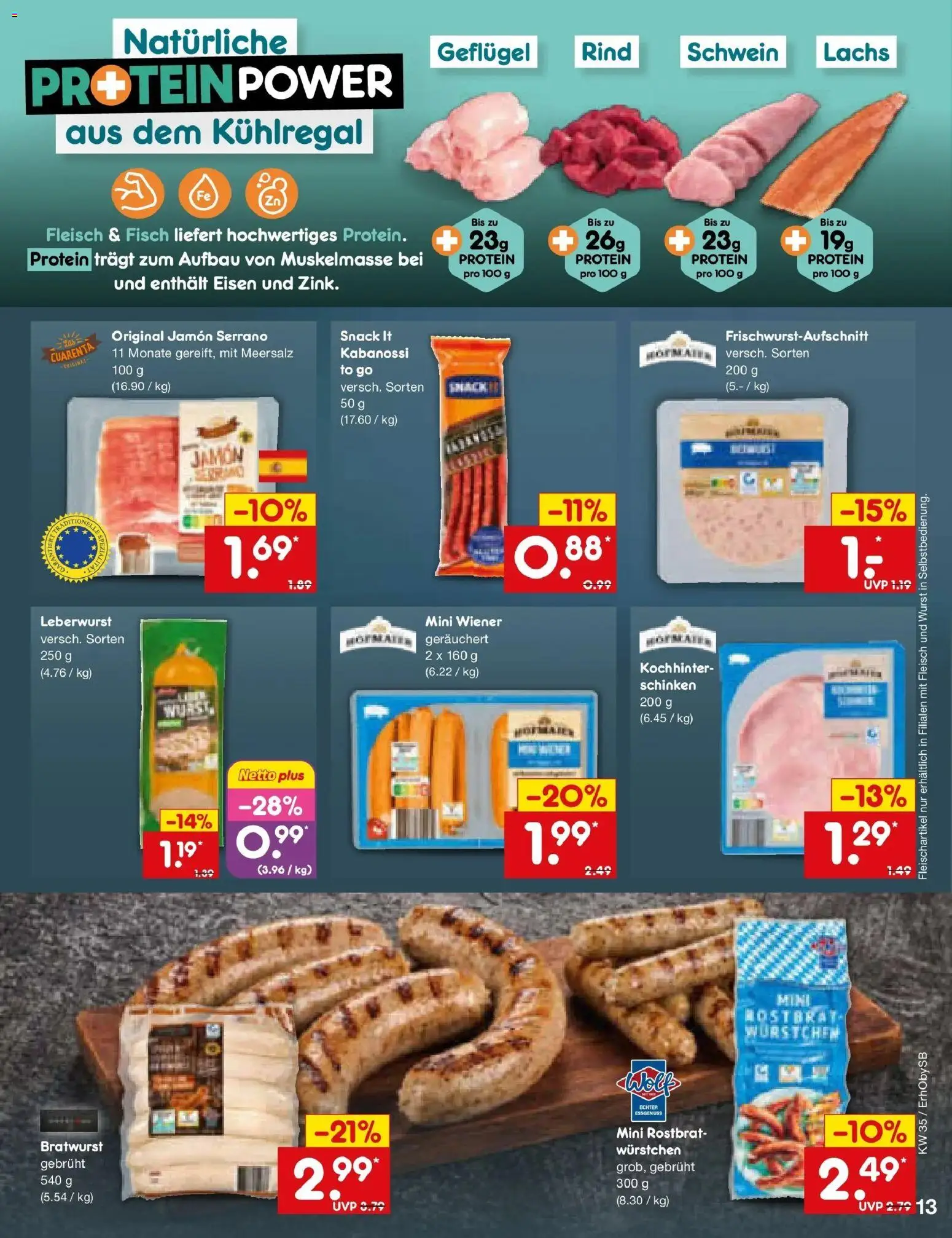 Netto Marken-Discount Prospekt Mauern – gültig ab 24.08.2026 | Seite: 19 | Produkte: Bratwurst, Lachs, Wurst, Schinken