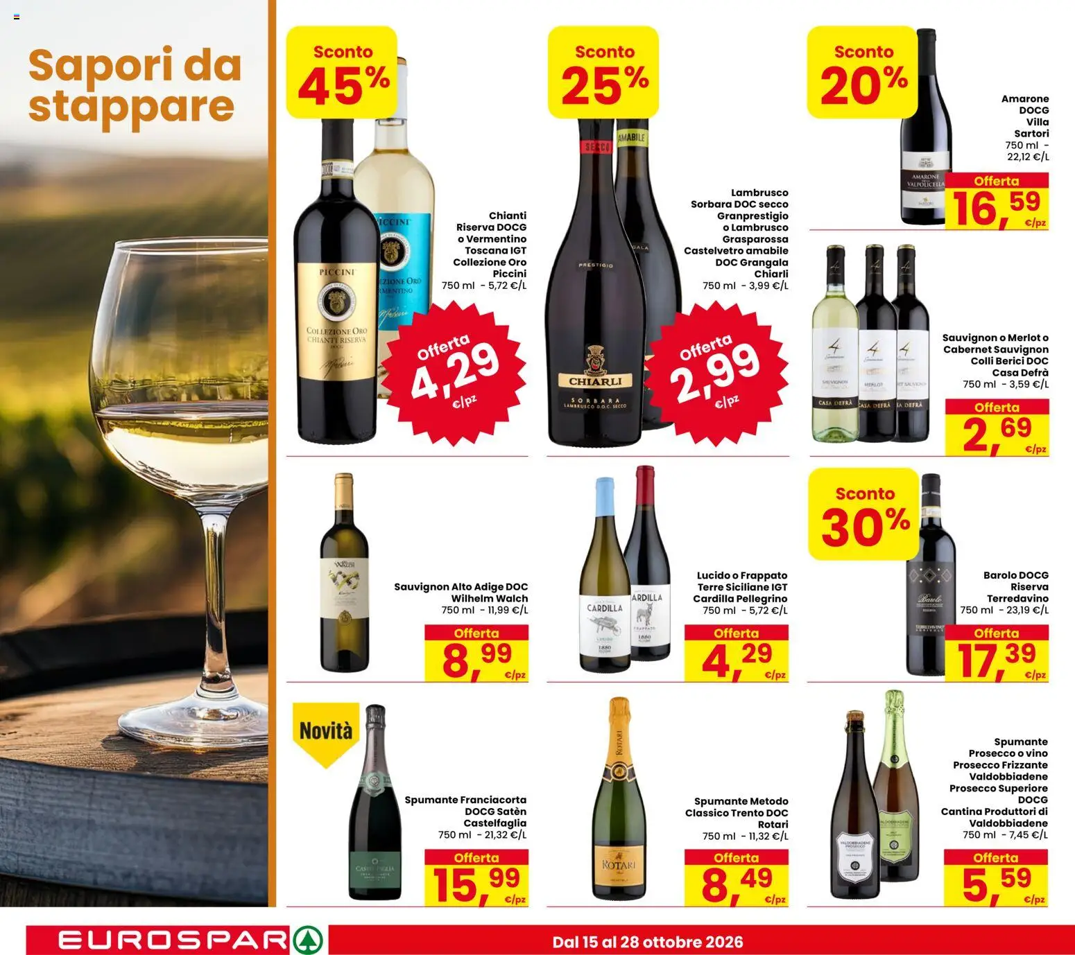 Volantino Eurospar del 12/10/2026 | Pagina: 10 | Prodotti: Prosecco, Vino, Spumante, Lambrusco