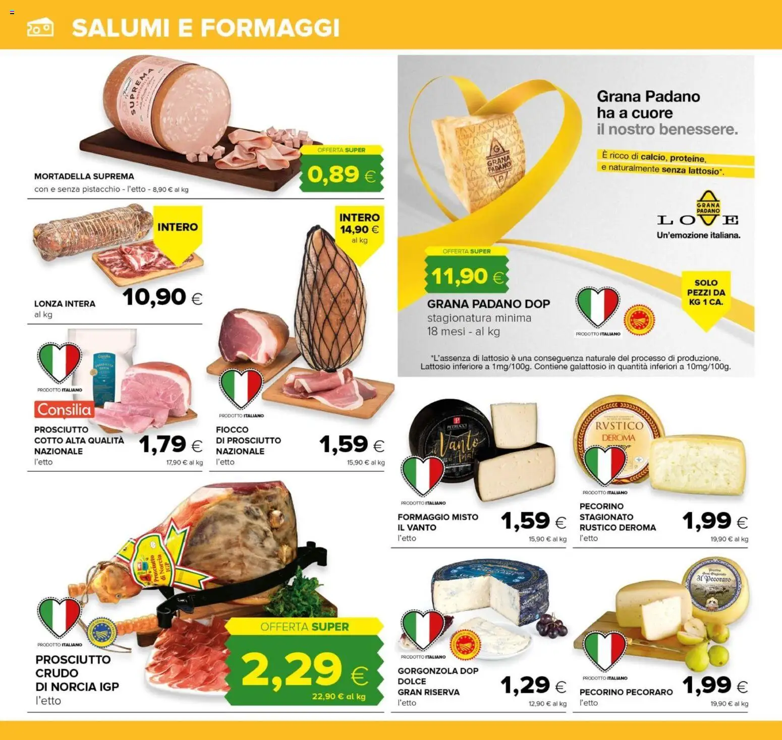 Volantino Oasi del 04/09/2026 | Pagina: 10 | Prodotti: Prosciutto, Mortadella, Pecorino, Senza lattosio