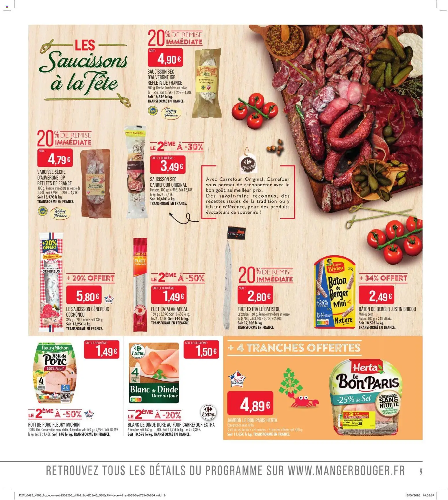 {H1} | Page: 9 | Produits: Saucisson, Sel, Jambon, Porc