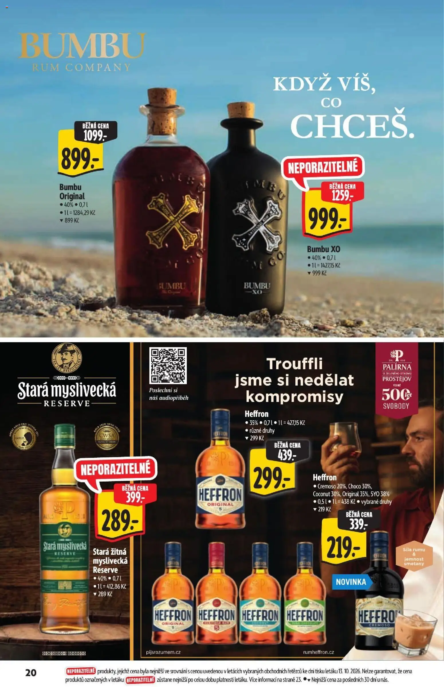 Albert leták - Hypermarket - Nabídka ve značkové kvalitě od 21.10.2026 | Strana: 20 | Produkty: Rum, Whiskey, Heffron, Bumbu Rum