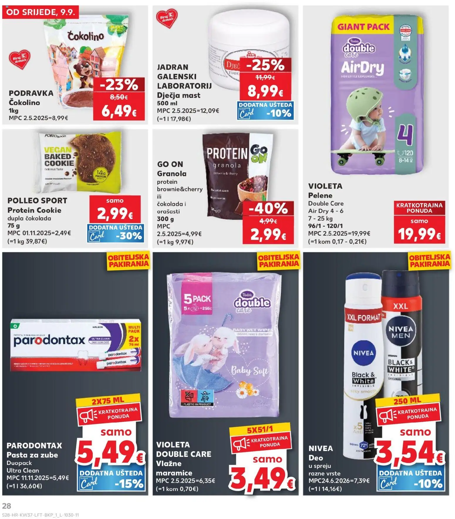 Kaufland katalog | vrijedi od 09.09.2026 | Stranica: 28 | Proizvodi: Vlažne maramice, Pasta za zube, Nivea, Violeta