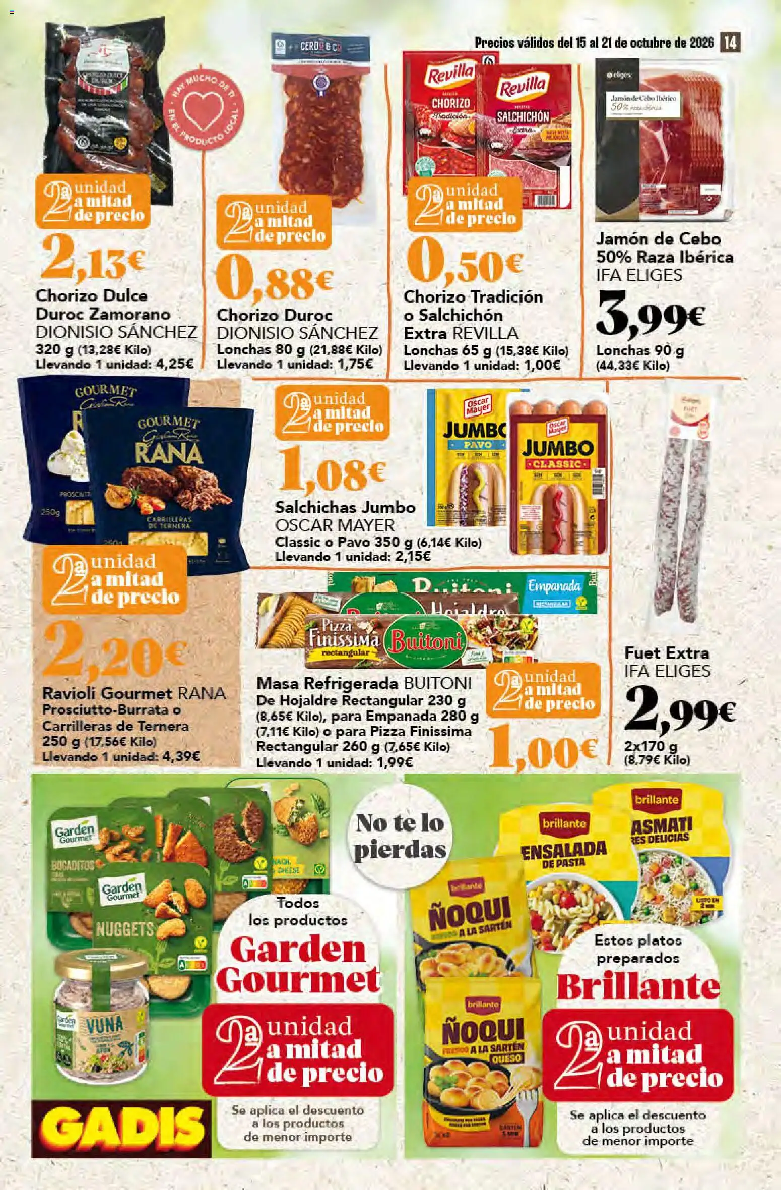Gadis - folleto │ válido desde el 15/10/2026 | Página: 14 | Productos: Dulce, Masa, Ensalada, Salchichas