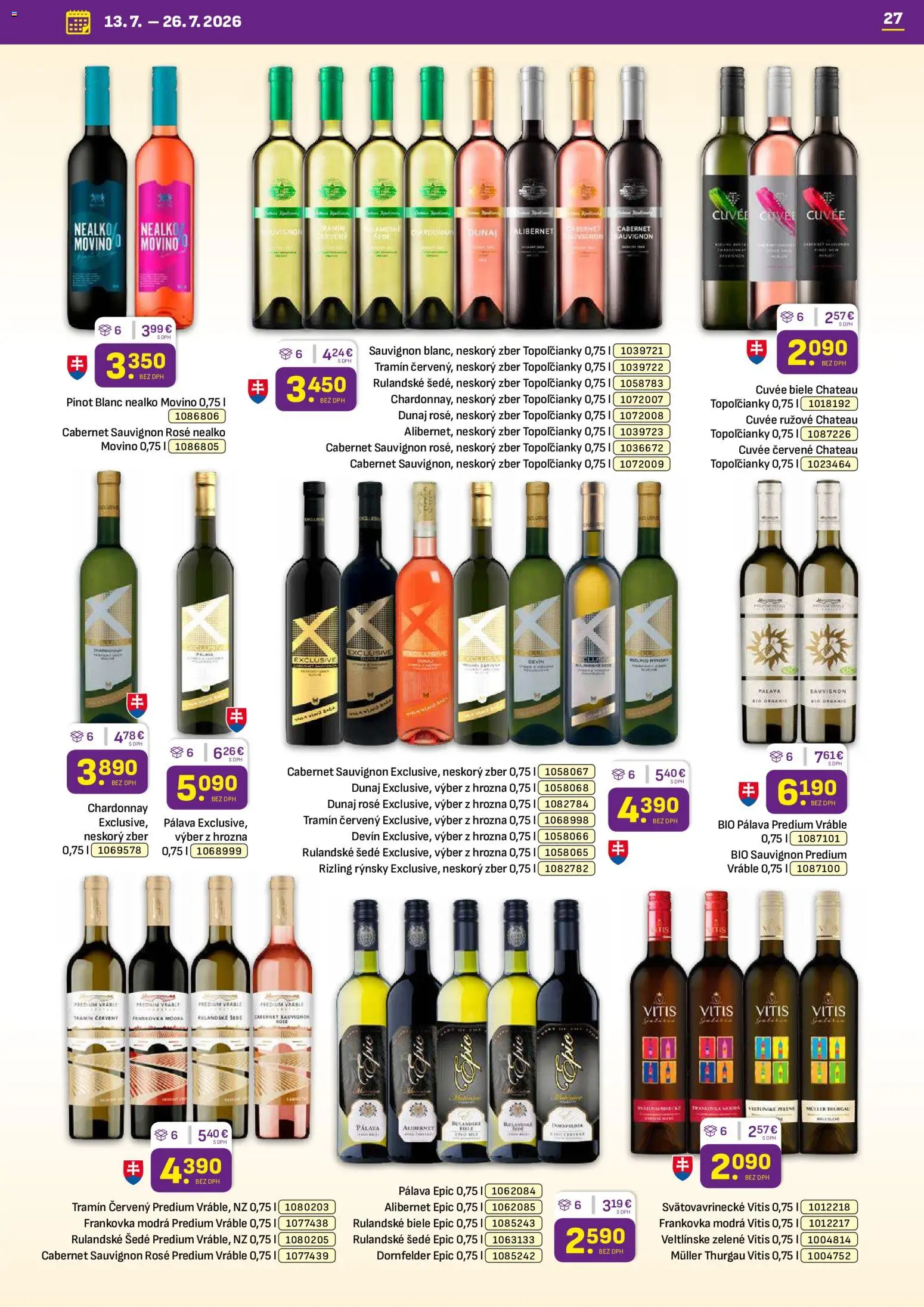 Nové Libex akcie – leták je platný od 13.07.2026 | Strana: 27 | Produkty: Víno