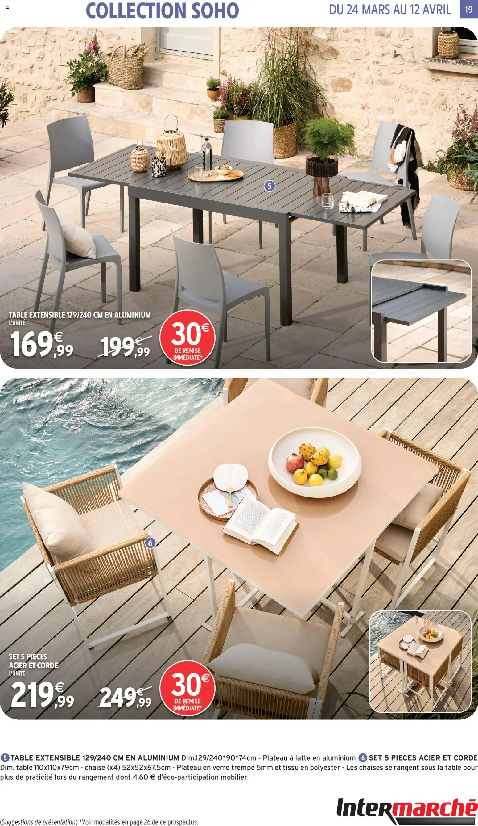{H1} | Page: 19 | Produits: Plateau, Table extensible, Table, Chaise