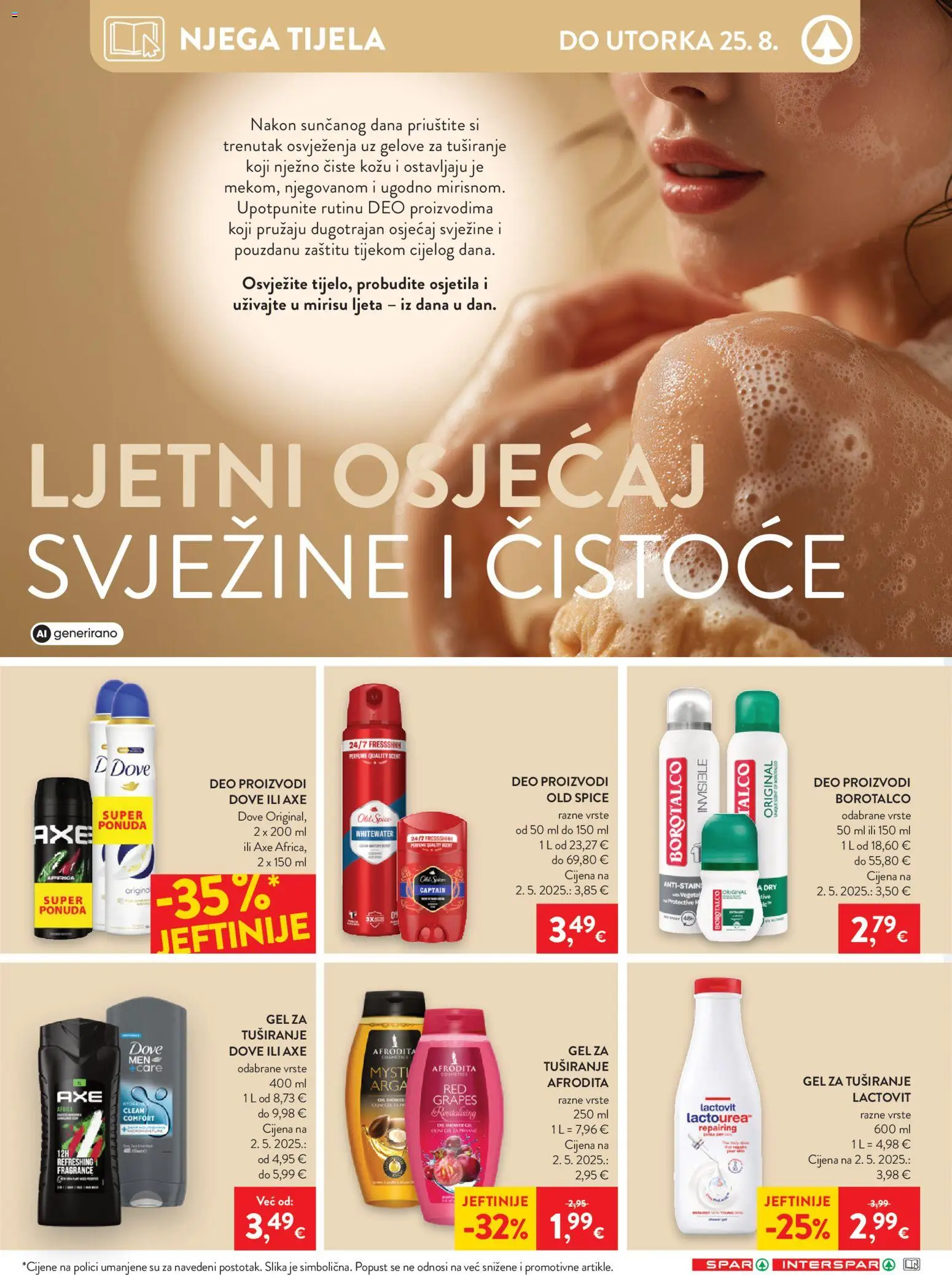 Interspar katalog | vrijedi od 19.08.2026 | Stranica: 32 | Proizvodi: Gel za tuširanje, Dove, Axe, Borotalco