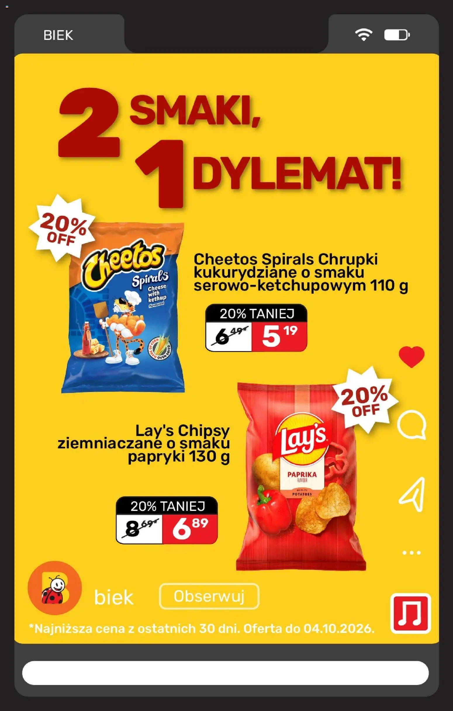 Biedronka Polsko leták - BIEK od 02.10.2026 | Strana: 19 | Produkty: Cheetos, Paprika, Lay's, Chipsy