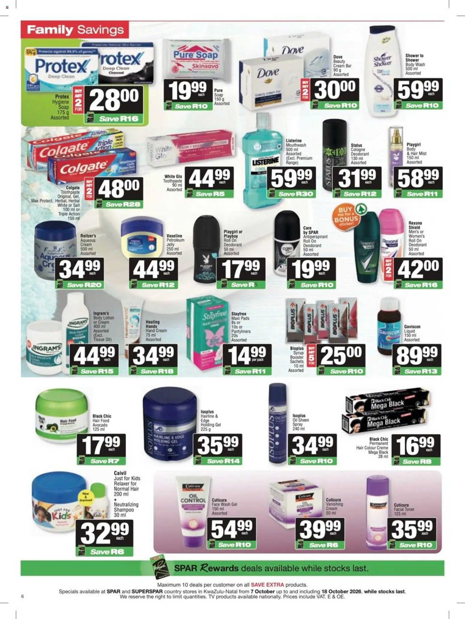 New Spar catalogue – valid from 07/10/2026 | Page: 6 | Products: Tissue oil, Avocado, Syrup, Toothpaste