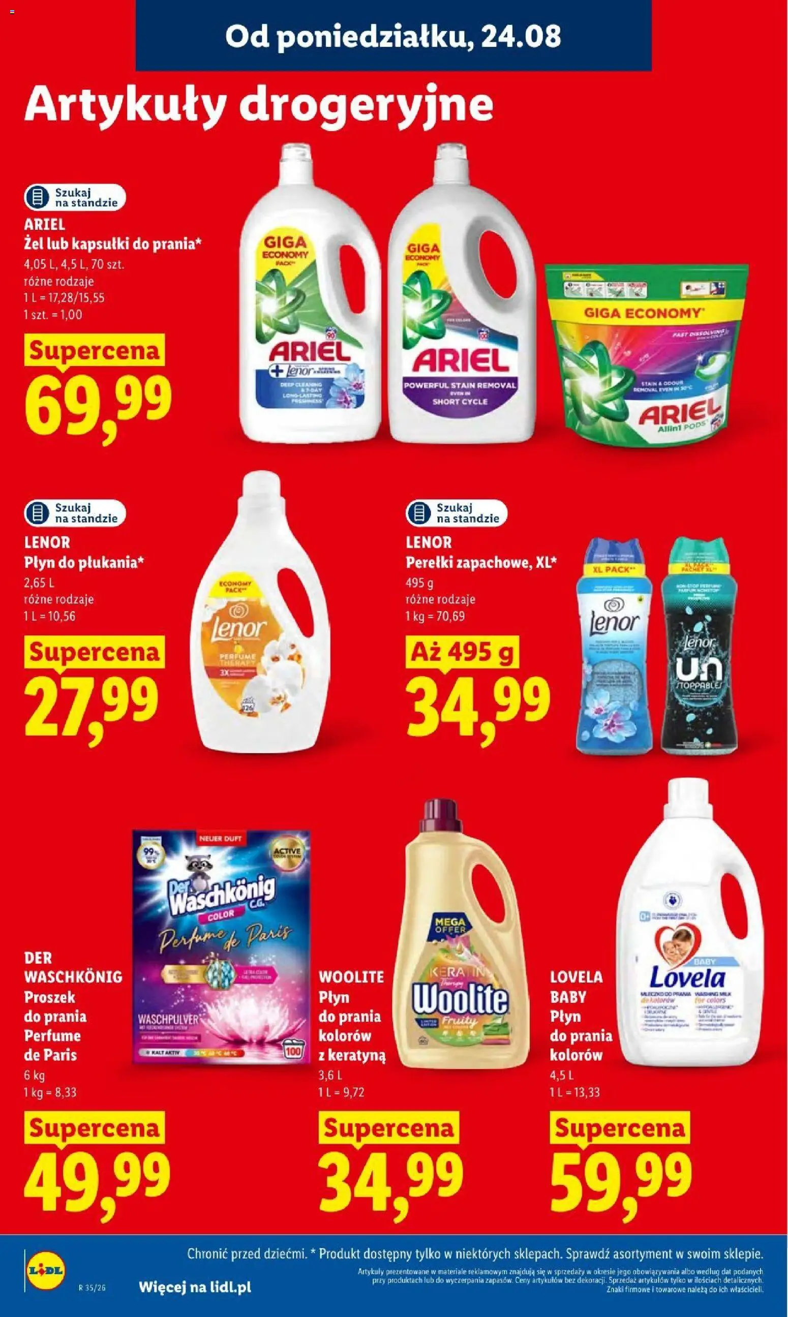 Lidl gazetka od 24.08.2026 | Strona: 92 | Produkty: Kapsułki, Palma, Ariel, Detergent