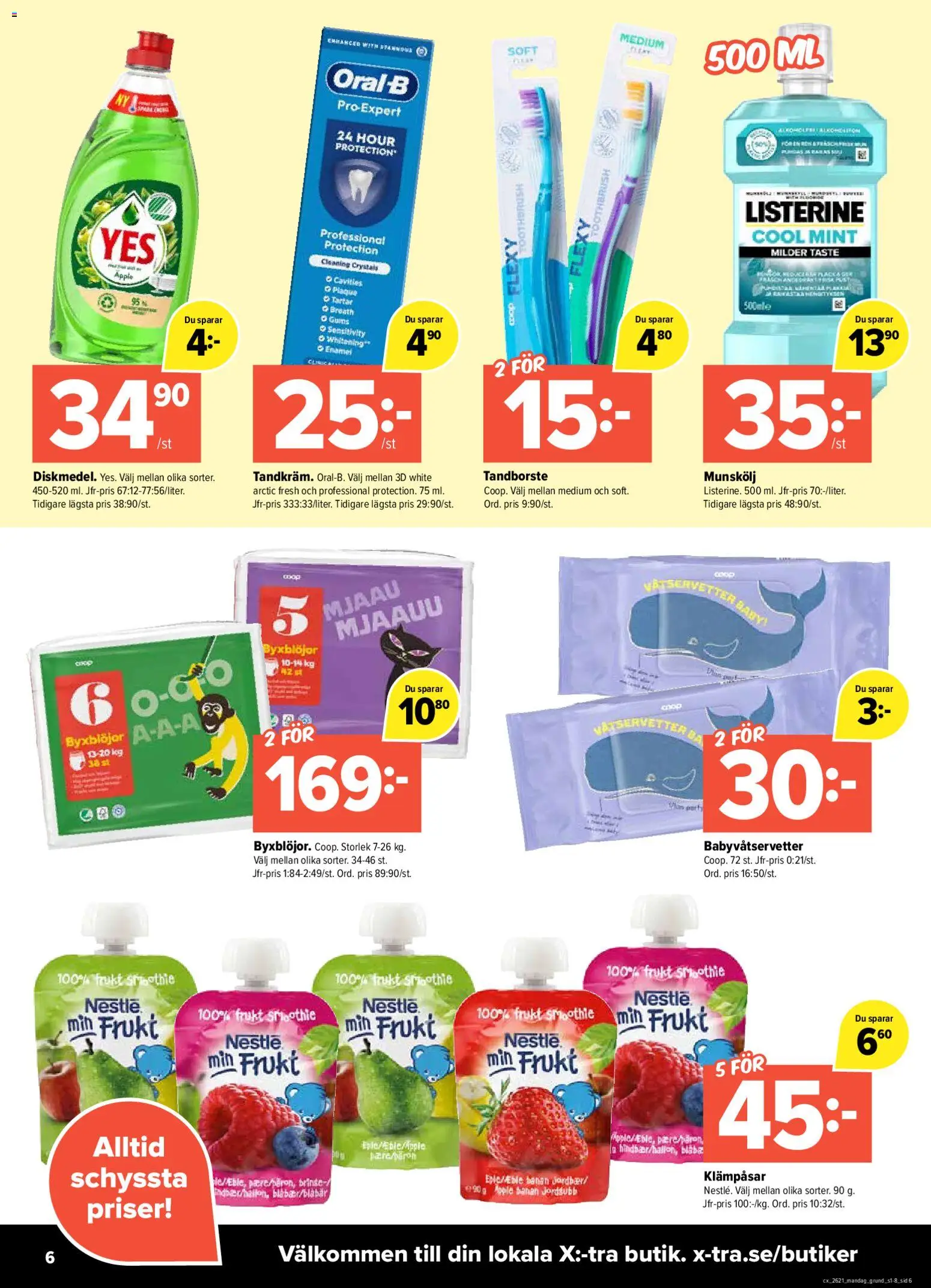 Coop X:-TRA reklamblad aktuell från 18.05.2026 | Sida: 6 | Produkter: Munskölj, Tandborste, Äpple