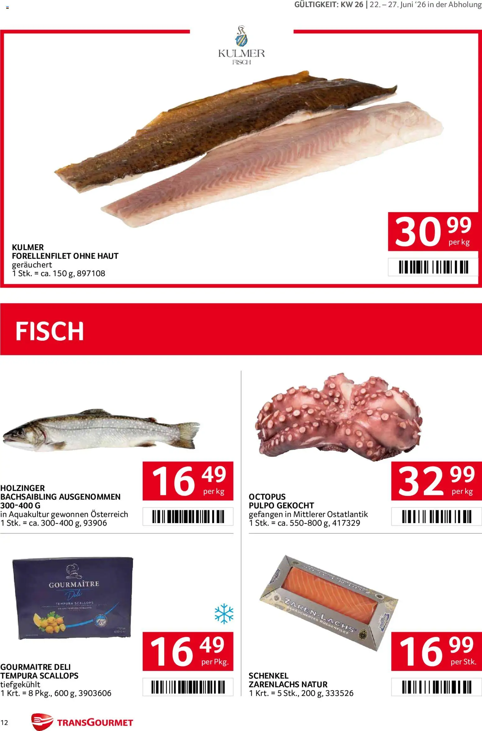 Transgourmet Flugblatt gültig ab 22.06.2026 | Seite: 12 | Produkte: Fisch