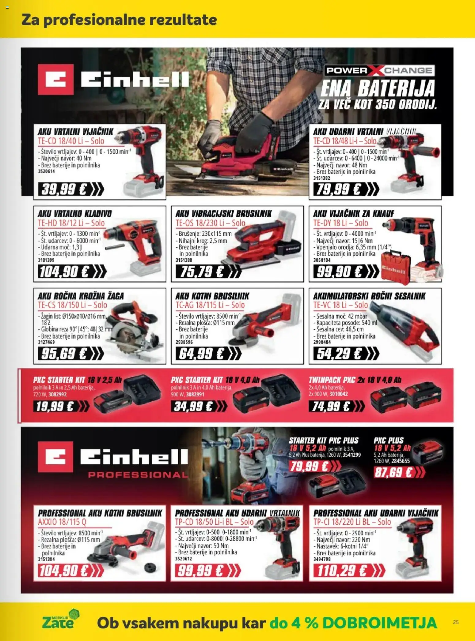 Novi Merkur katalog ponudbe – veljaven od 06.05.2026 | Stran: 25 | Izdelki: Baterije, Vrtalnik, Krožna žaga, Brusilnik