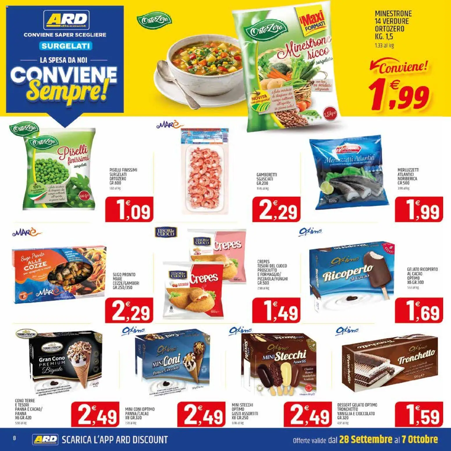 Volantino ARD Discount del 28/09/2026 | Pagina: 8 | Prodotti: Cioccolato, Cozze, Panna, Prosciutto