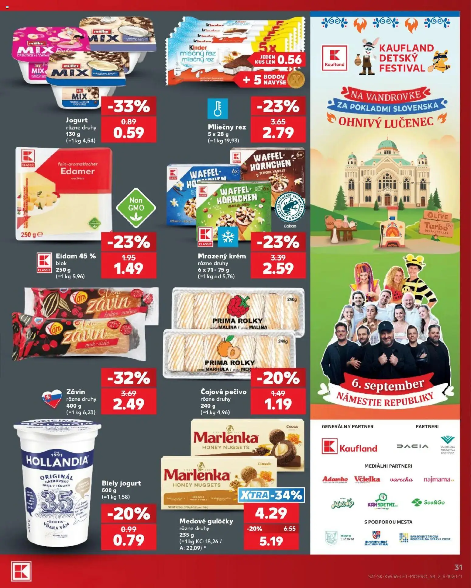 Nové Kaufland akcie – leták je platný od 03.09.2026 | Strana: 31 | Produkty: Jogurt, Kinder, Marlenka, Kakao